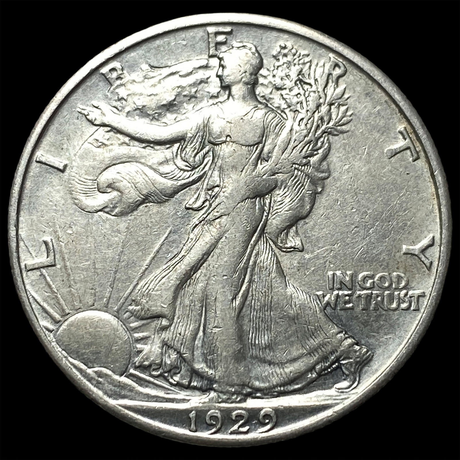 1929-D Silver Walking Liberty Half Dollar CLOSELY UNCIRCULATED: 1929-D Silver Walking Liberty Half Dollar CLOSELY UNCIRCULATED