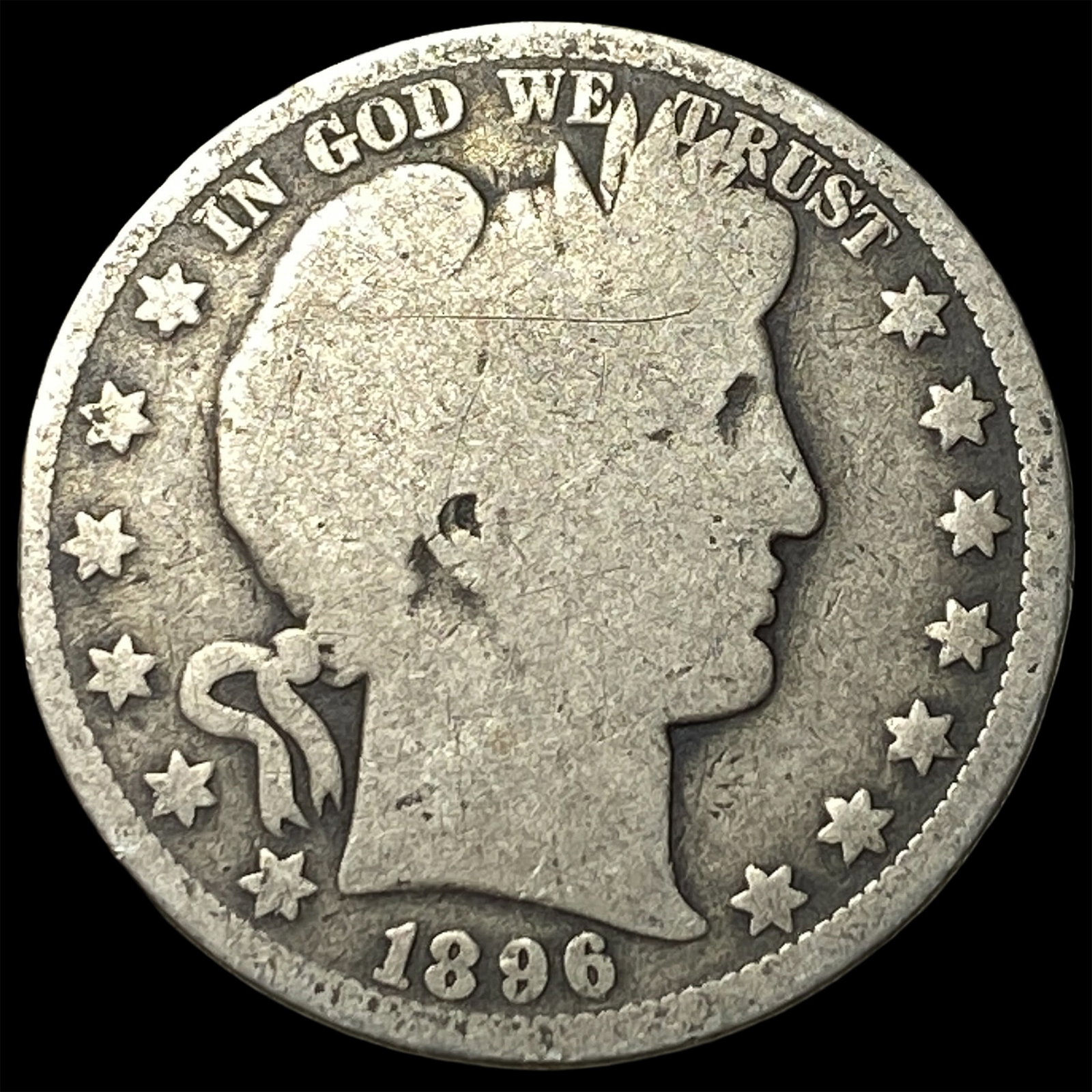 1896-O Silver Barber Half Dollar NICELY CIRCULATED: 1896-O Silver Barber Half Dollar NICELY CIRCULATED