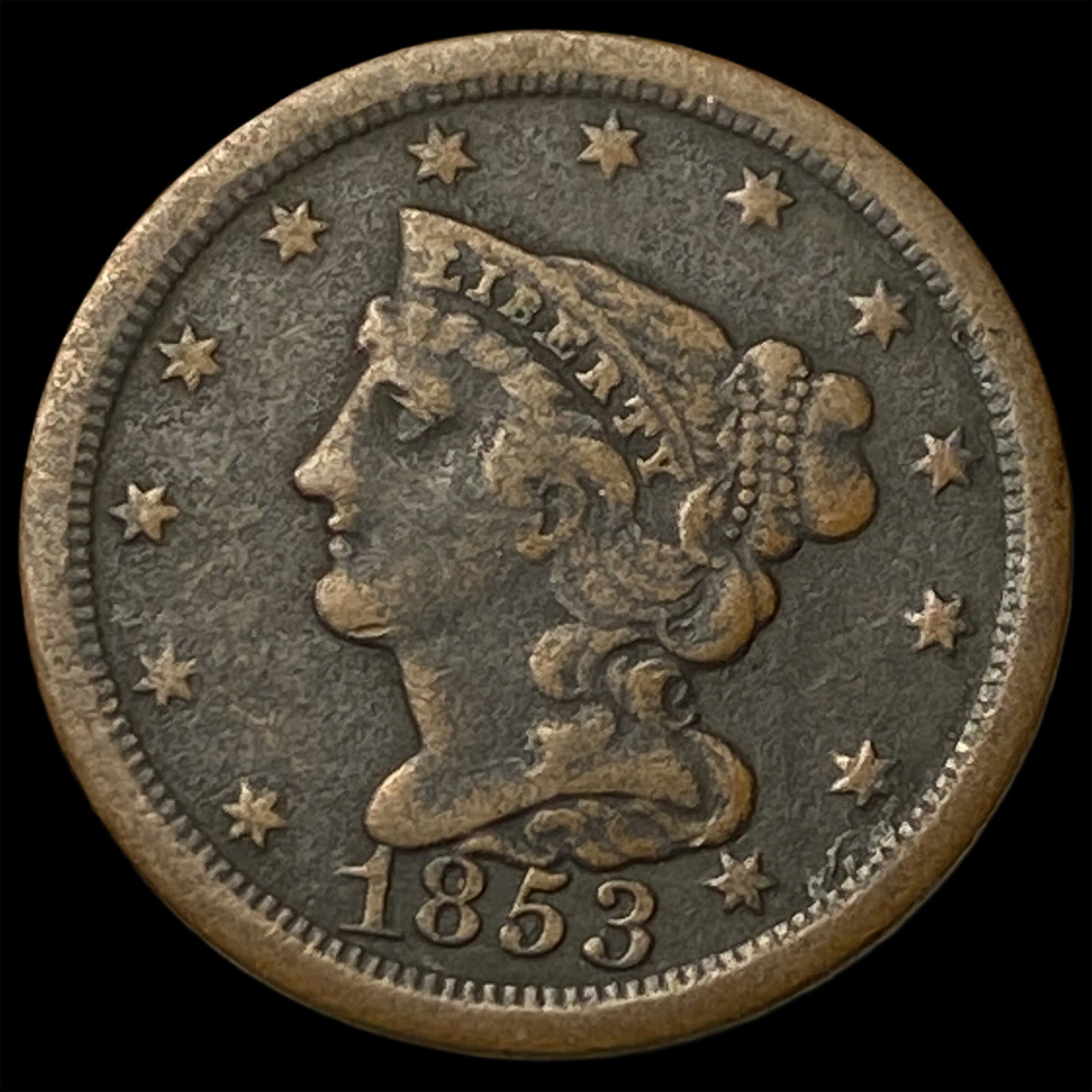 1853 Braided Hair Half Cent LIGHTLY CIRCULATED (1 of 2)