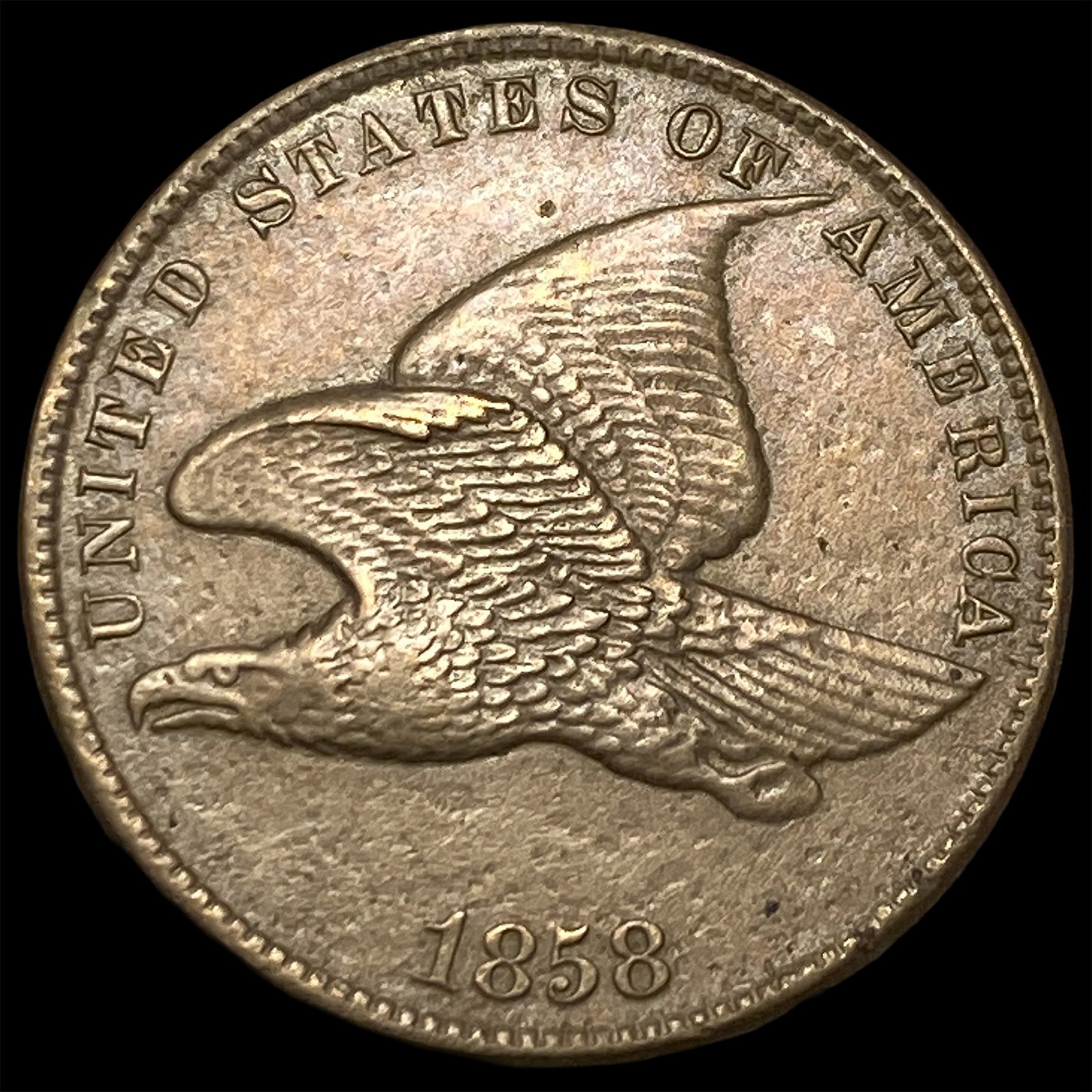 1858 Copper-Nickel Flying Eagle Cent CLOSELY UNCIRCULATED: 1858 Copper-Nickel Flying Eagle Cent CLOSELY UNCIRCULATED
