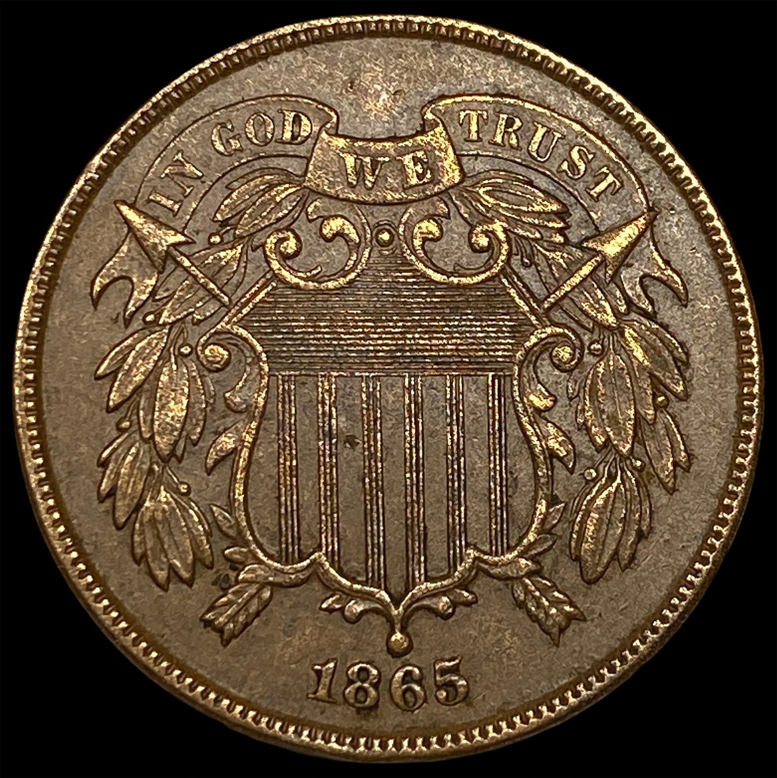 1865 Two-Cent Piece CLOSELY UNCIRCULATED (1 of 2)