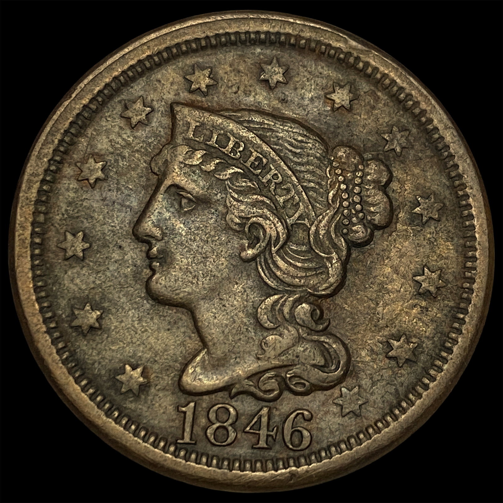 1846 Braided Hair Large Cent NEARLY UNCIRCULATED: 1846 Braided Hair Large Cent NEARLY UNCIRCULATED