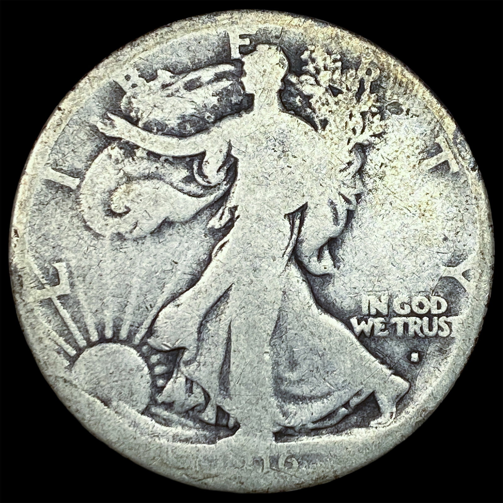 1916-S Silver Walking Liberty Half Dollar NICELY CIRCULATED: 1916-S Silver Walking Liberty Half Dollar NICELY CIRCULATED