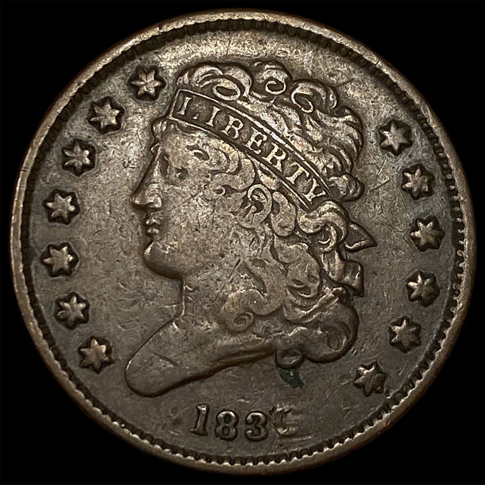 1836 Classic Head Half Cent NEARLY UNCIRCULATED: 1836 Classic Head Half Cent NEARLY UNCIRCULATED