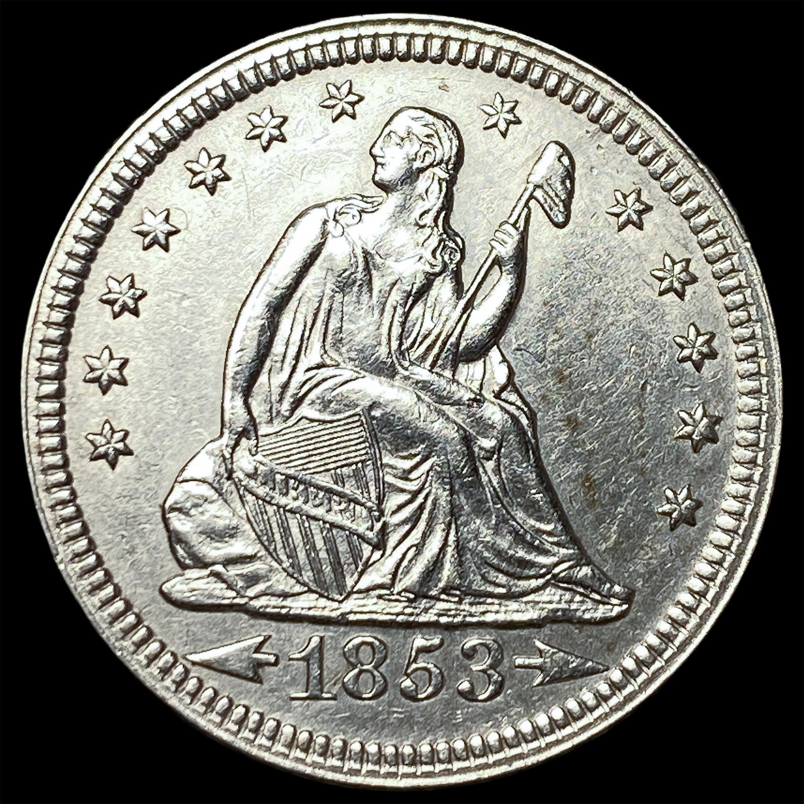 1853 Arrows/Rays Seated Liberty Quarter UNCIRCULATED: 1853 Arrows/Rays Seated Liberty Quarter UNCIRCULATED