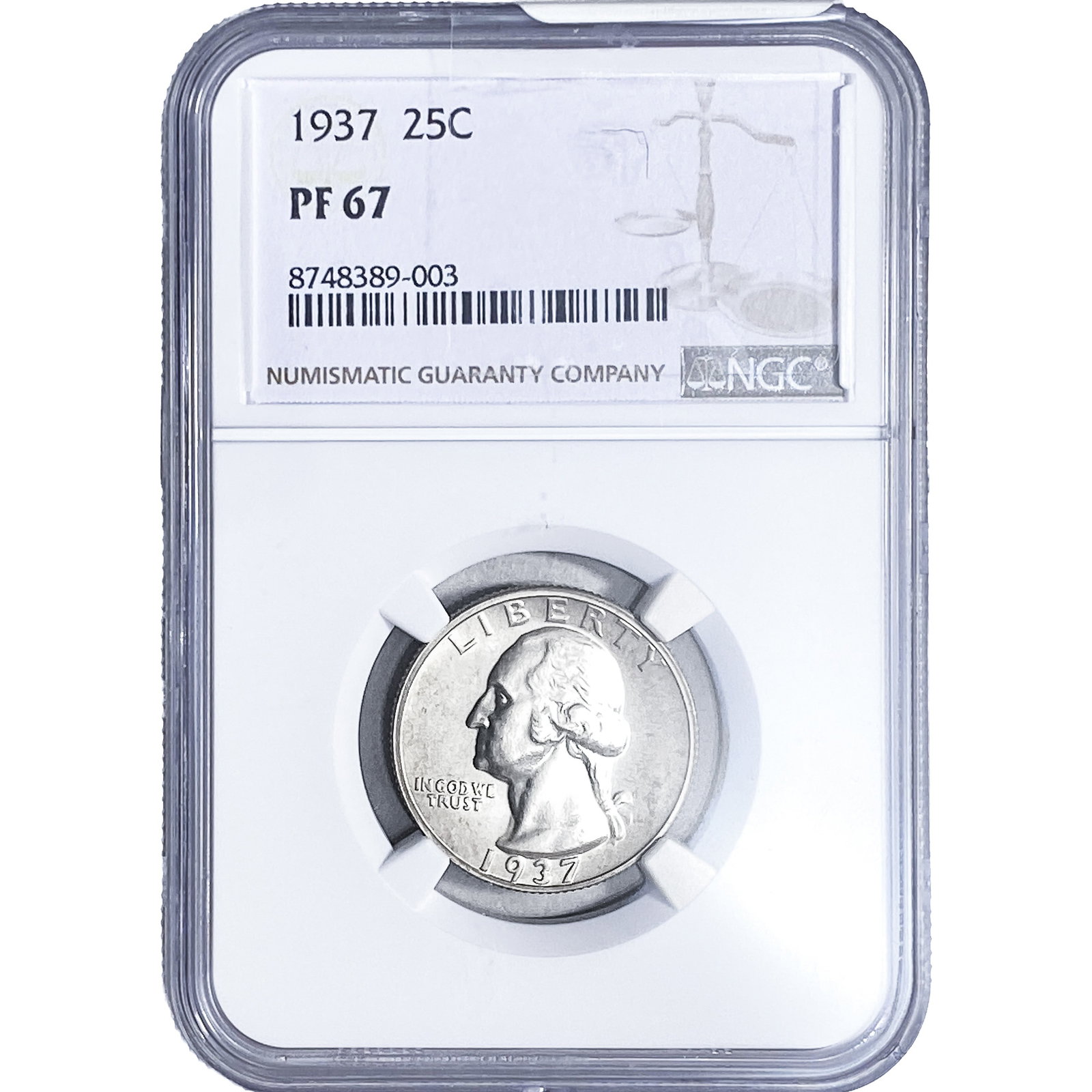 1937 Washington Silver Quarter NGC PR67: 1937 Washington Silver Quarter NGC PR67