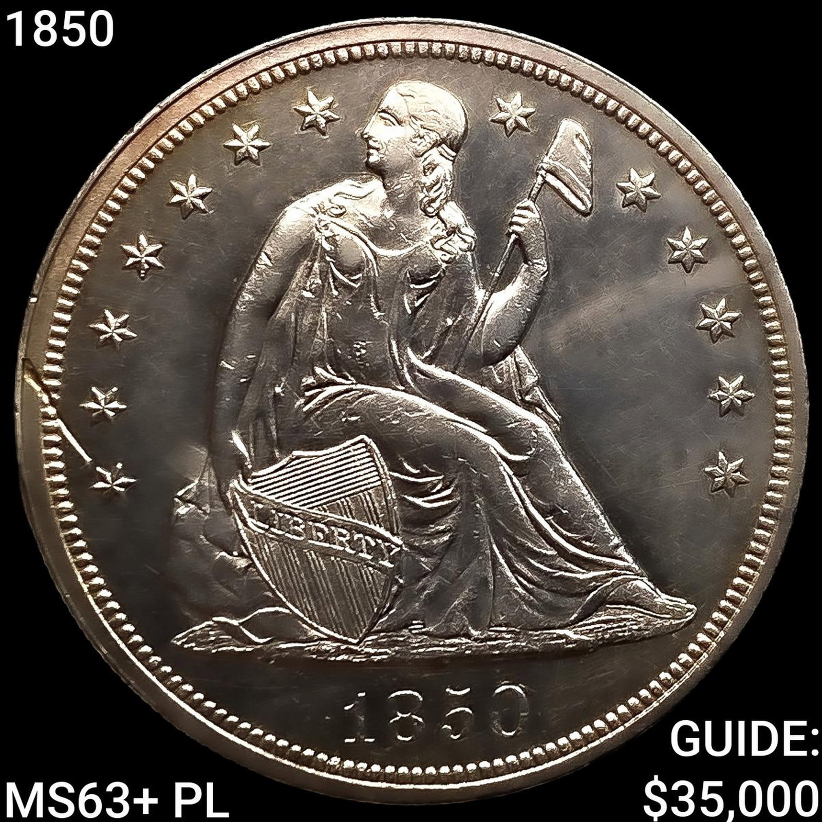 1850 Seated Liberty Dollar CHOICE BU+: 1850 Seated Liberty Dollar CHOICE BU+