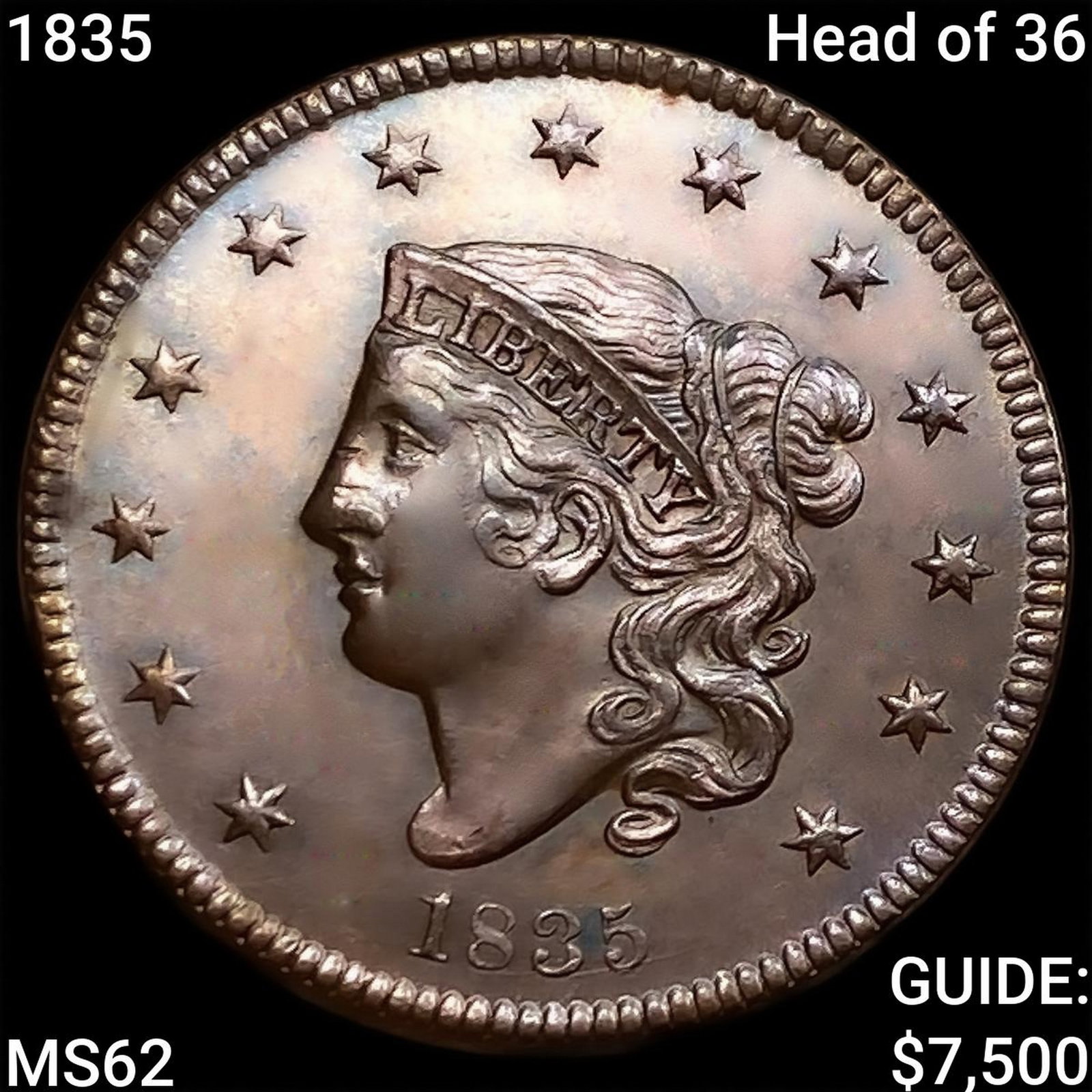 1835 Head of 36 Coronet Head Large Cent UNCIRCULATED (1 of 2)