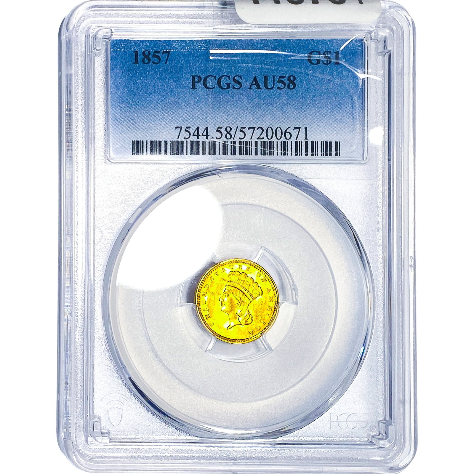 1857 Rare Gold Dollar PCGS AU58: 1857 Rare Gold Dollar PCGS AU58