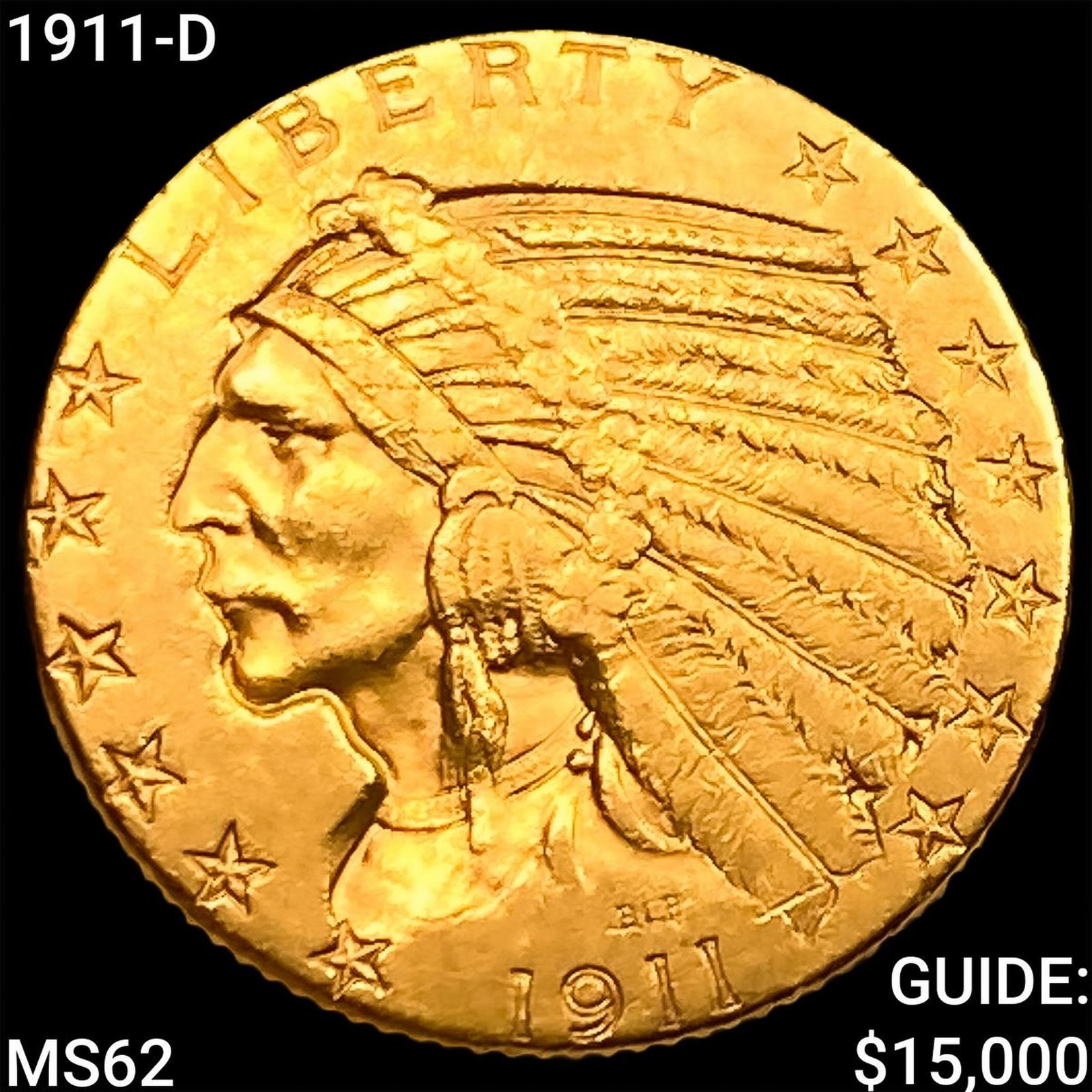 1911-D $5 Gold Half Eagle HIGH GRADE: 1911-D $5 Gold Half Eagle HIGH GRADE
