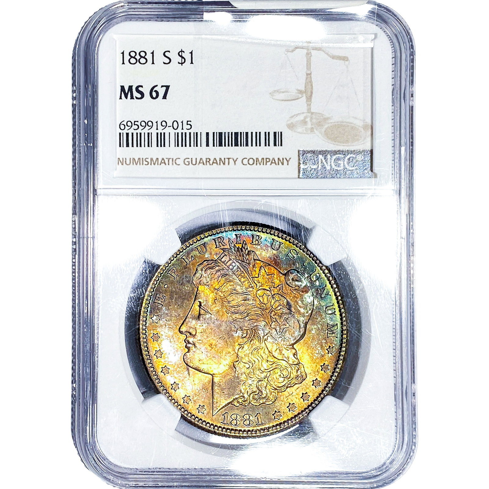 1881-S Morgan Silver Dollar NGC MS67: 1881-S Morgan Silver Dollar NGC MS67
