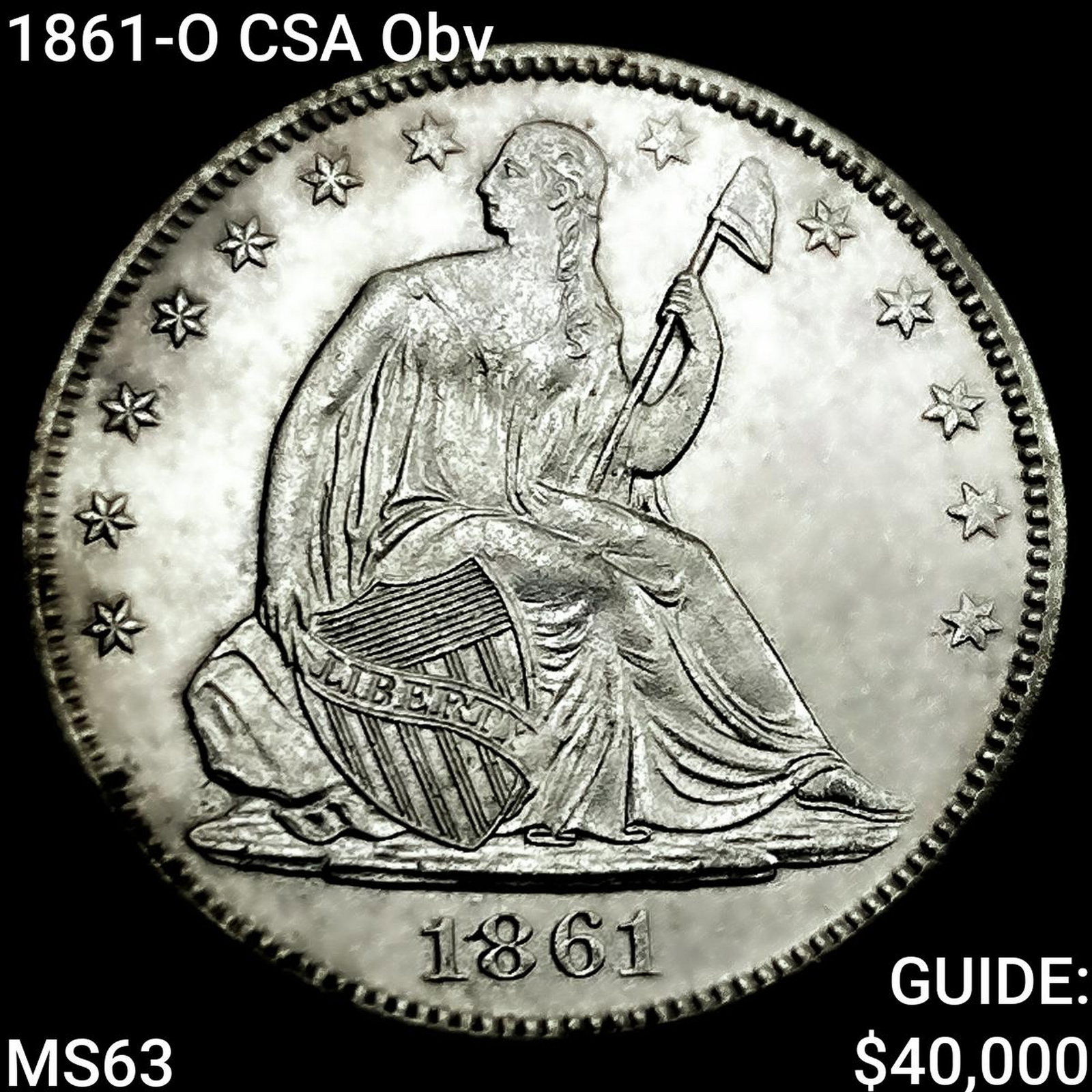 1861-O CSA Obv Seated Liberty Half Dollar CHOICE BU (1 of 2)