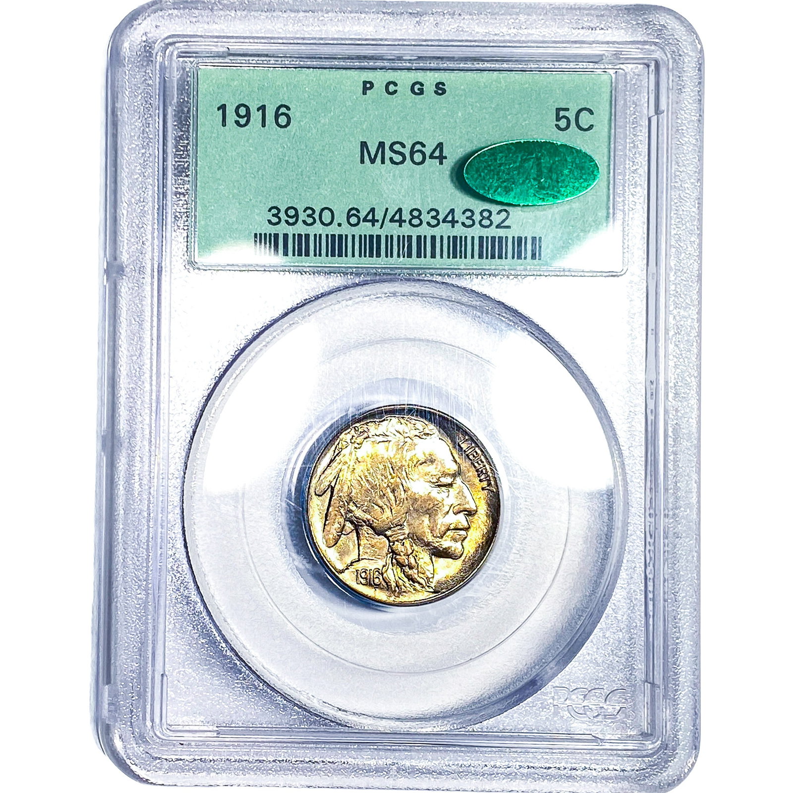 1916 CAC Buffalo Nickel PCGS MS64: 1916 CAC Buffalo Nickel PCGS MS64
