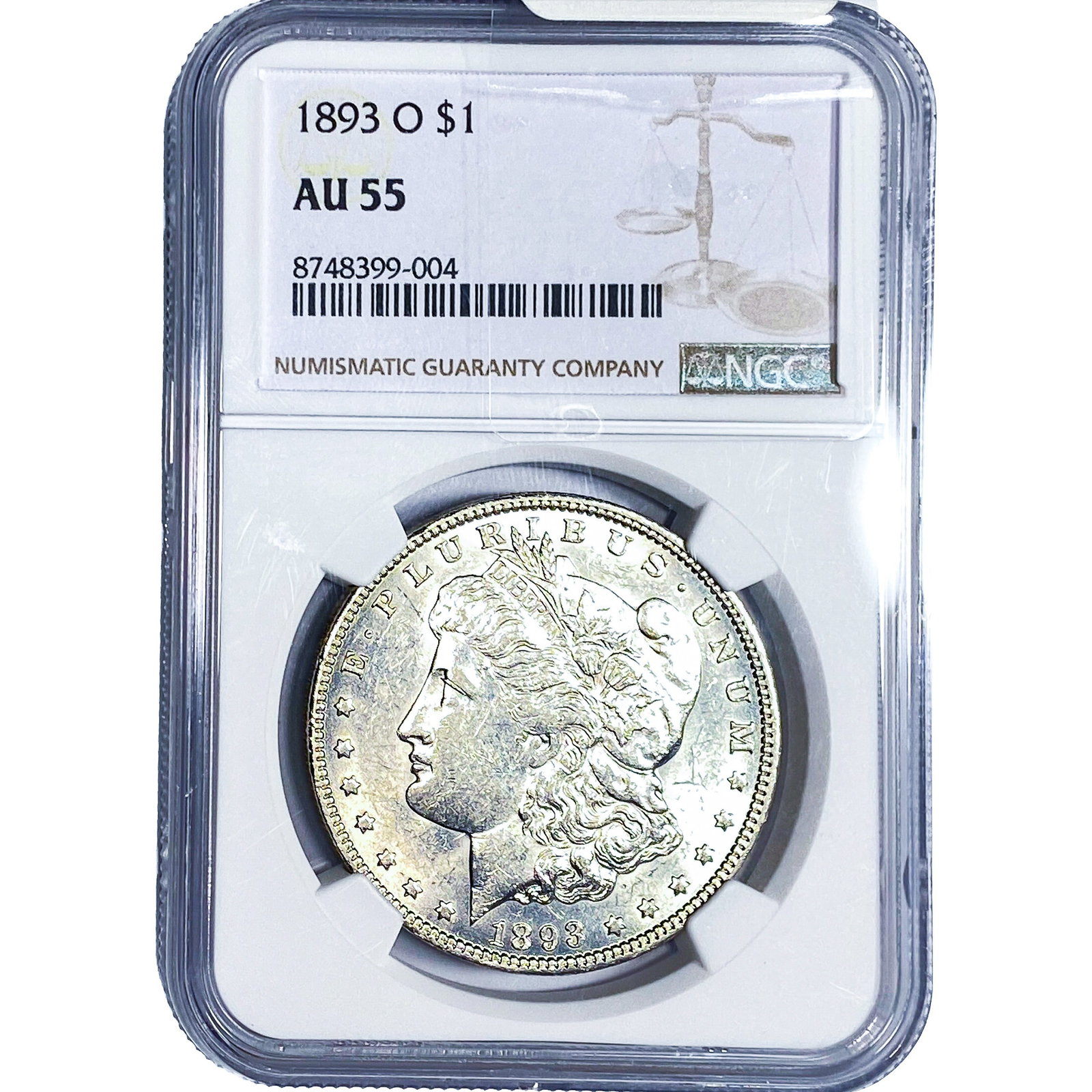 1893-O Morgan Silver Dollar NGC AU55: 1893-O Morgan Silver Dollar NGC AU55