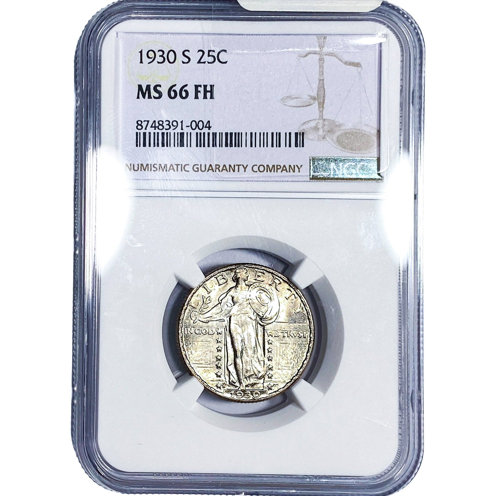 1930-S Standing Liberty Quarter NGC MS66 FH: 1930-S Standing Liberty Quarter NGC MS66 FH