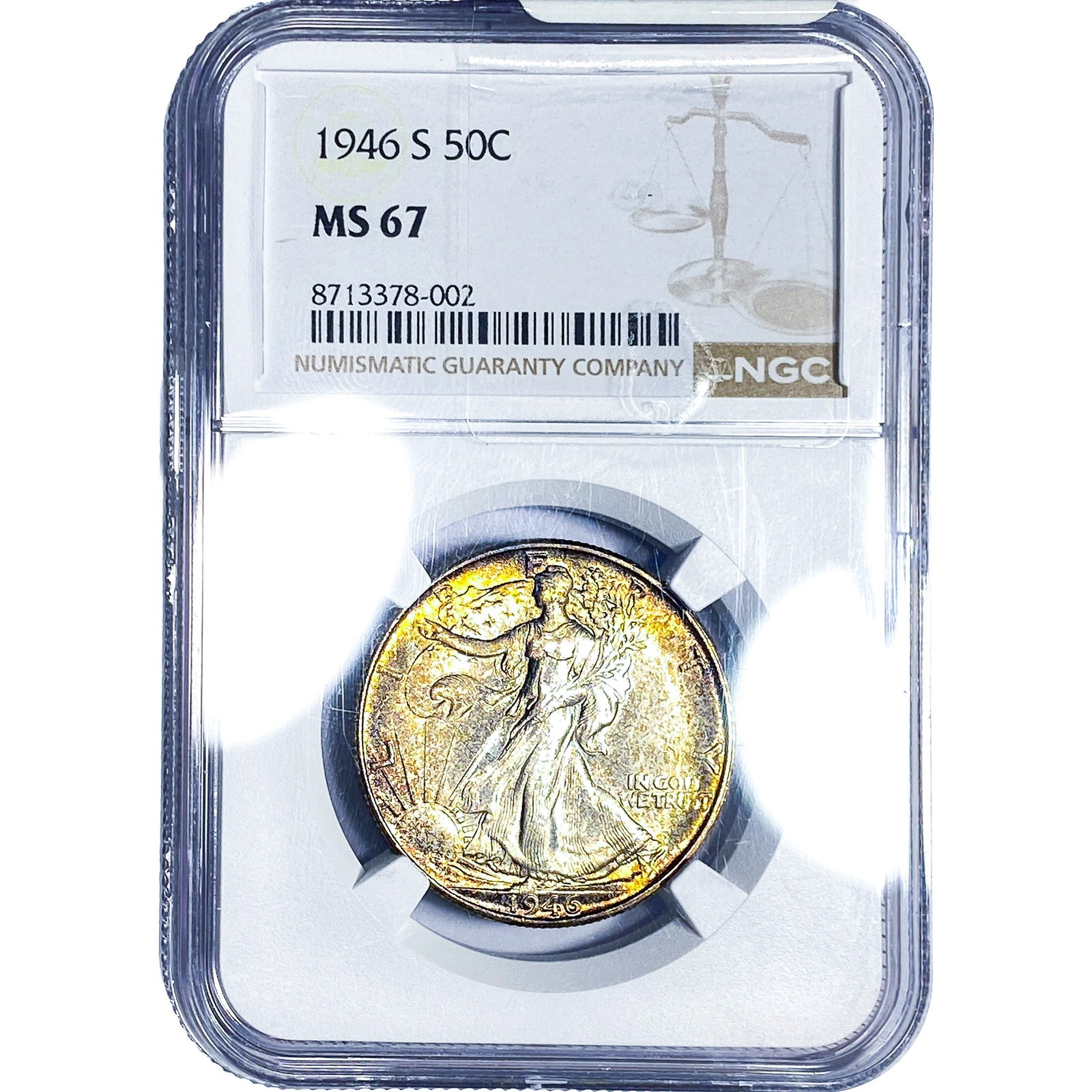 1946-S Walking Liberty Half Dollar NGC MS67: 1946-S Walking Liberty Half Dollar NGC MS67