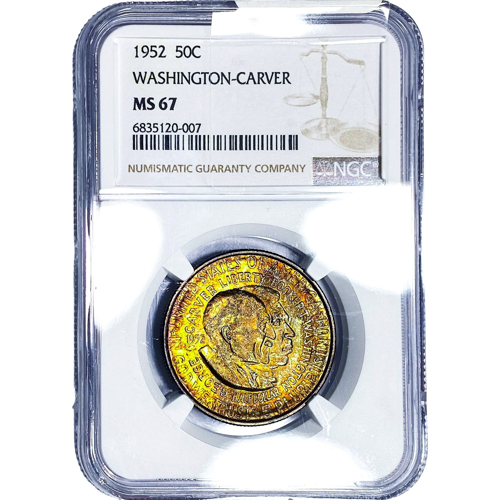 1952 Washington Carver Half Dollar NGC MS67: 1952 Washington Carver Half Dollar NGC MS67
