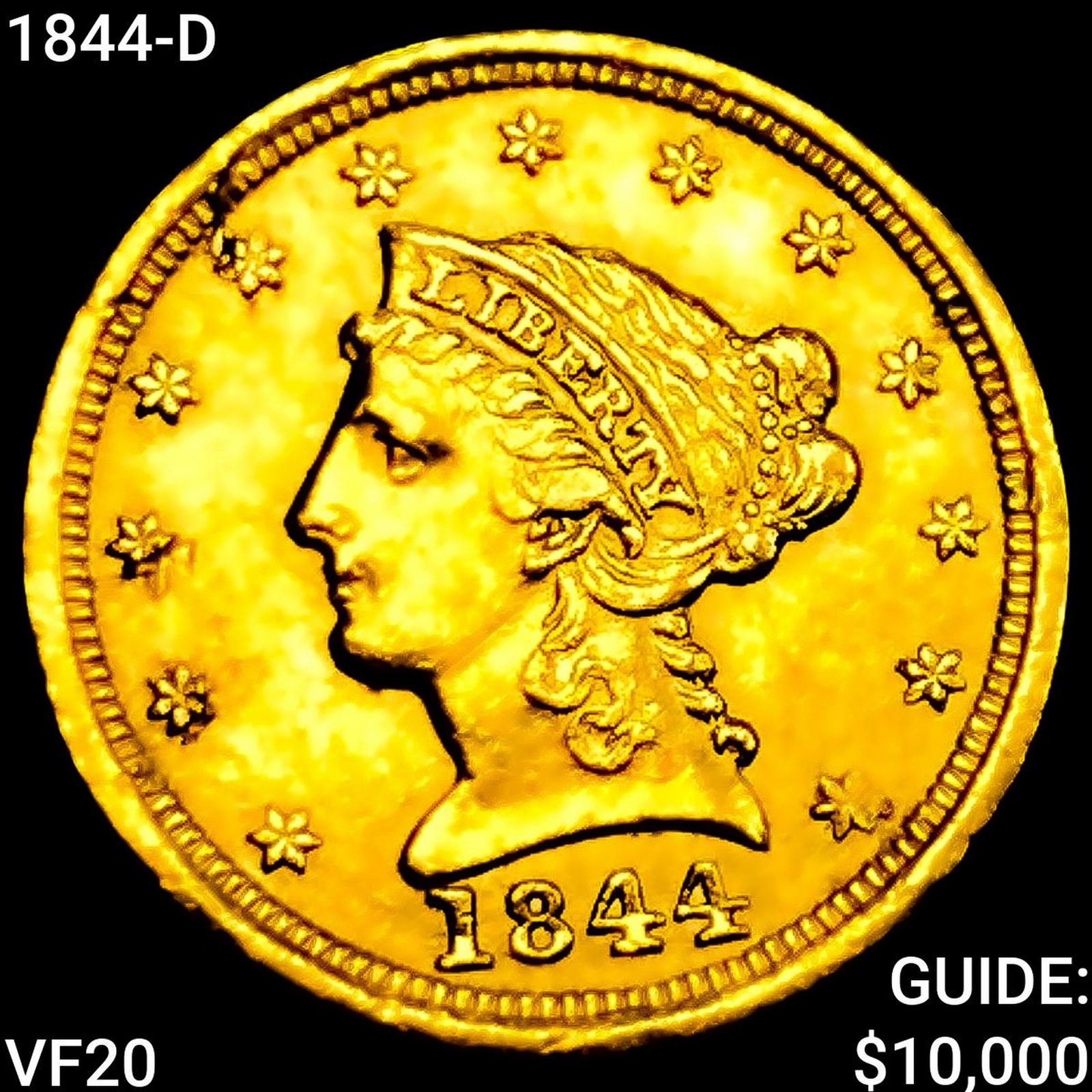 1844-D $2.50 Gold Quarter Eagle LIGHTLY CIRCULATED: 1844-D $2.50 Gold Quarter Eagle LIGHTLY CIRCULATED