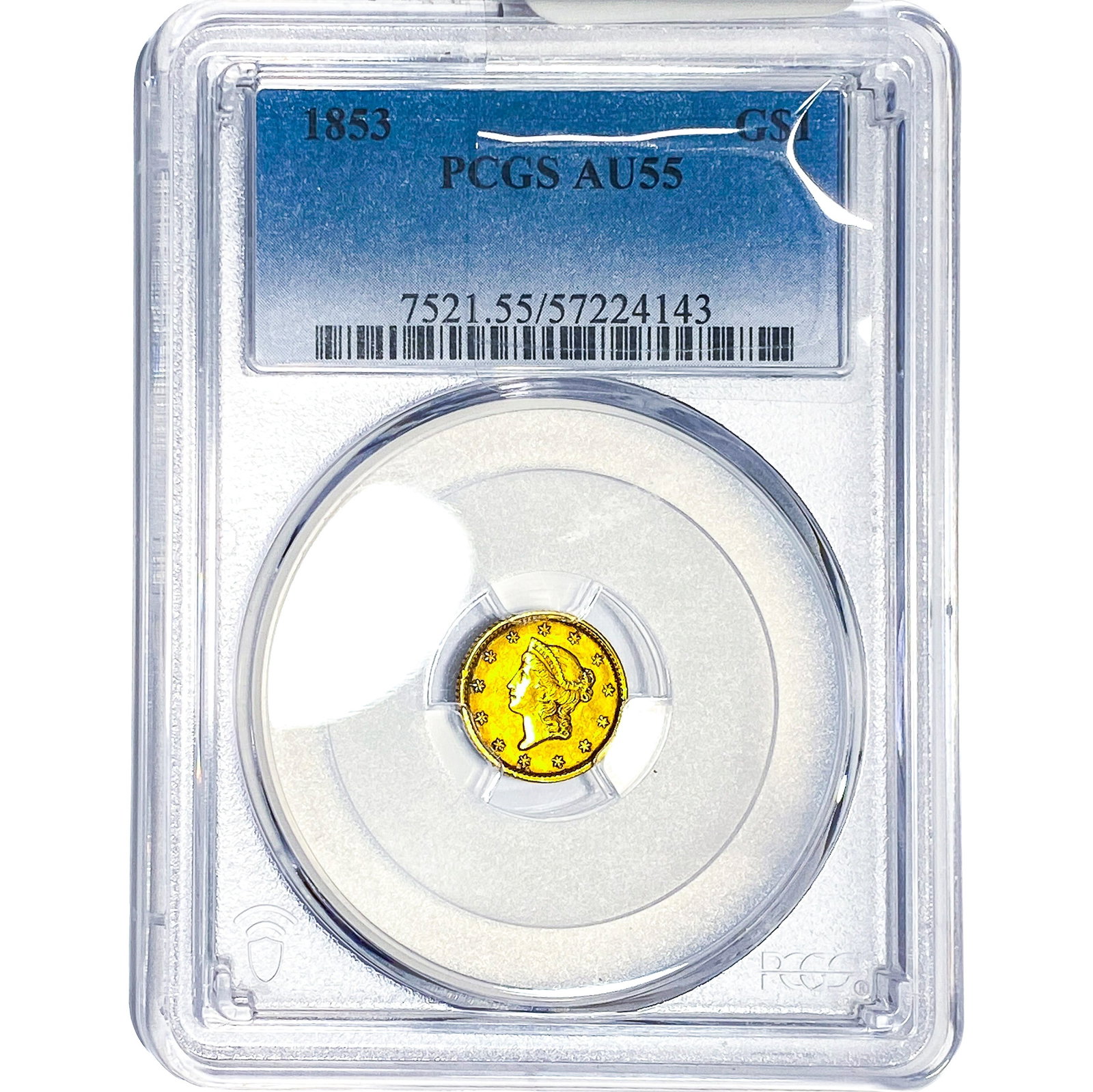 1853 Rare Gold Dollar PCGS AU55 (1 of 4)