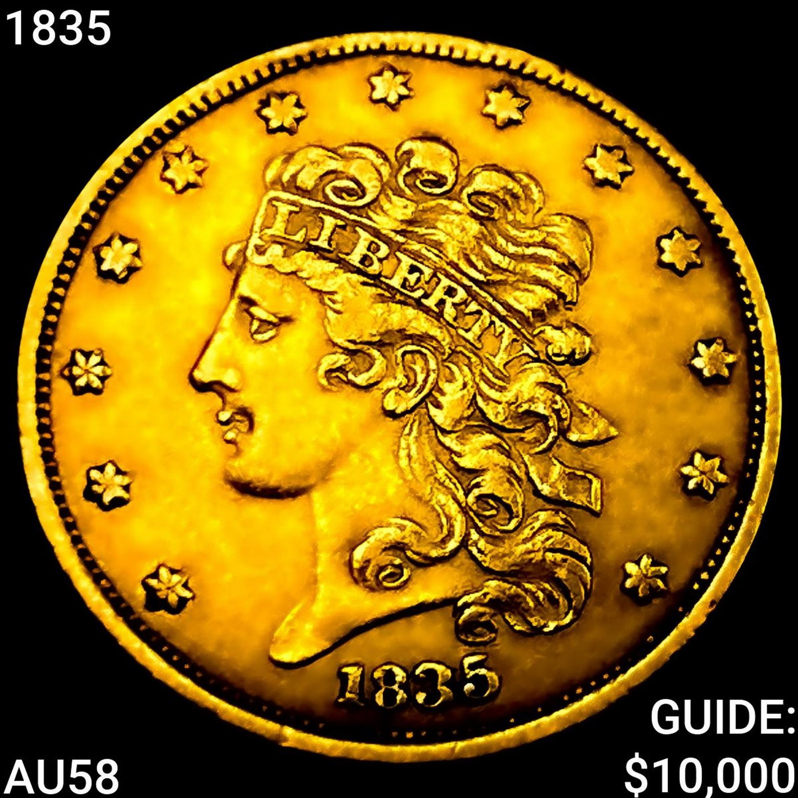 1835 $5 Gold Half Eagle CHOICE AU: 1835 $5 Gold Half Eagle CHOICE AU