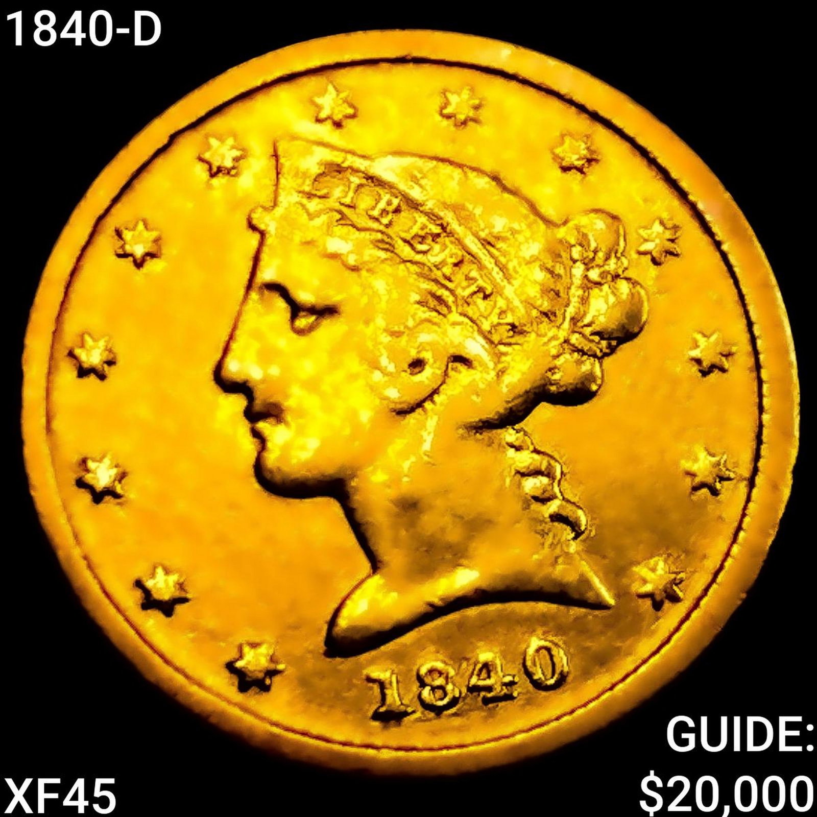 1840-D $5 Gold Half Eagle NEARLY UNCIRCULATED: 1840-D $5 Gold Half Eagle NEARLY UNCIRCULATED