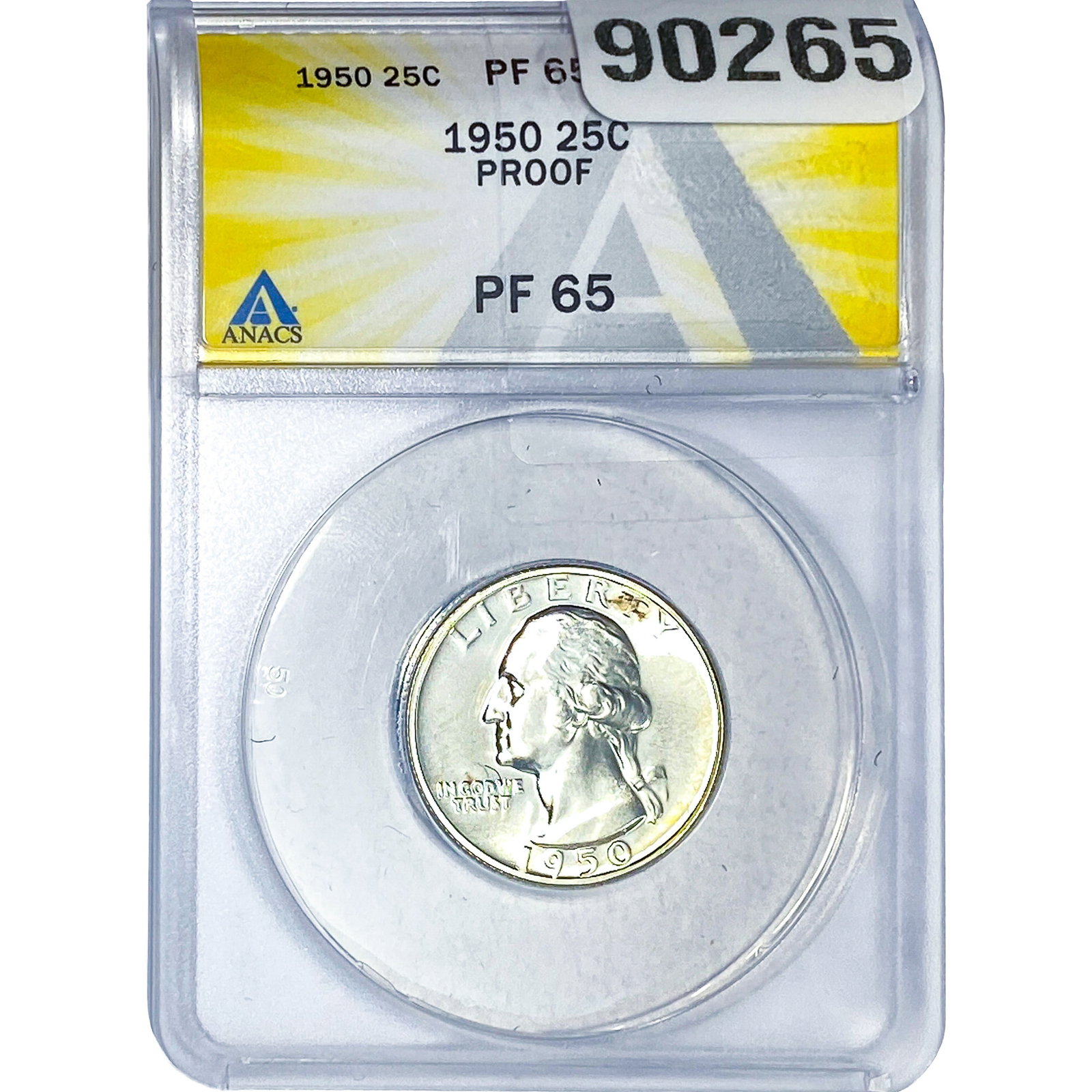 1950 Washington Silver Quarter ANACS PF65 PROOF: 1950 Washington Silver Quarter ANACS PF65 PROOF