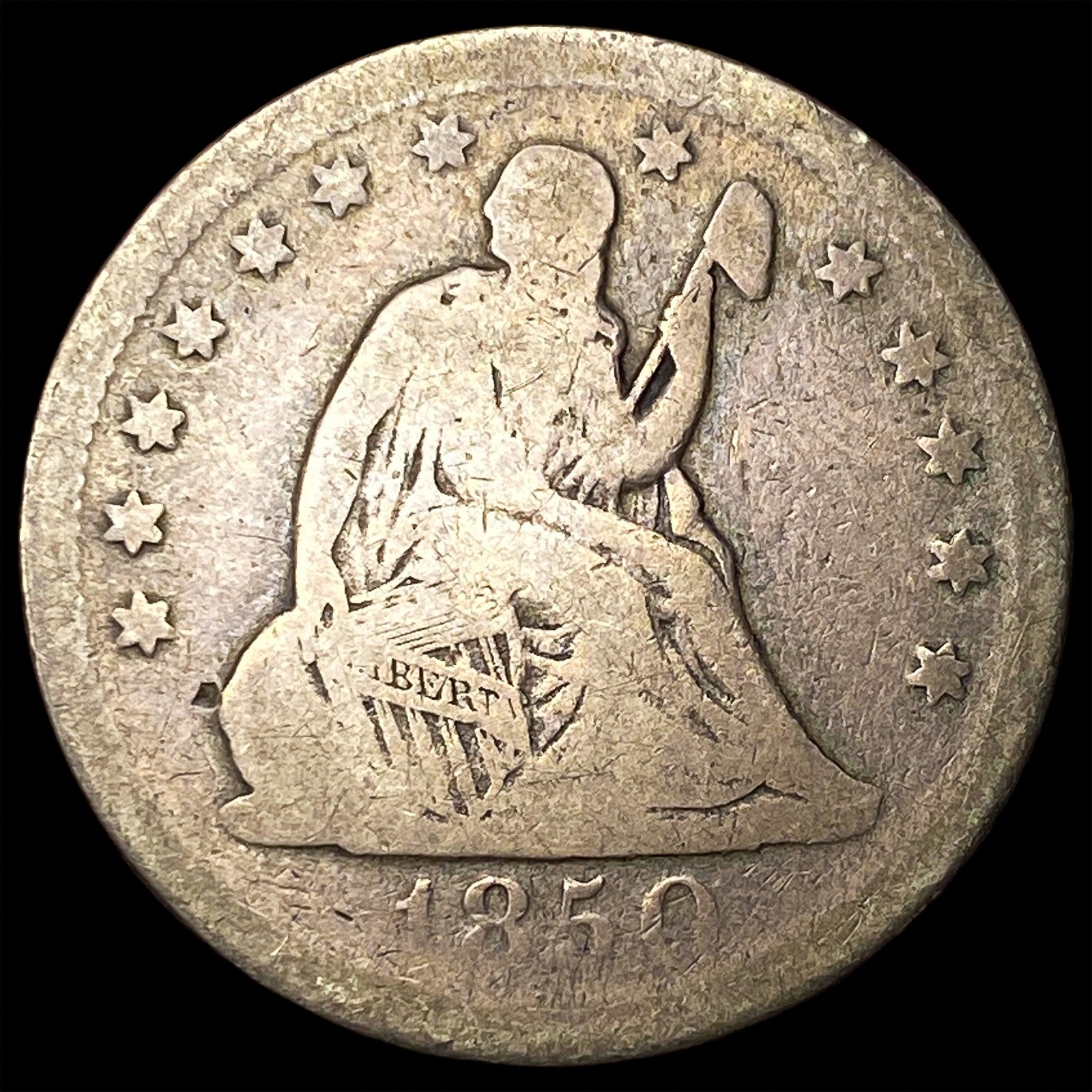 1850-O Silver Seated Liberty Quarter NICELY CIRCULATED (1 of 2)