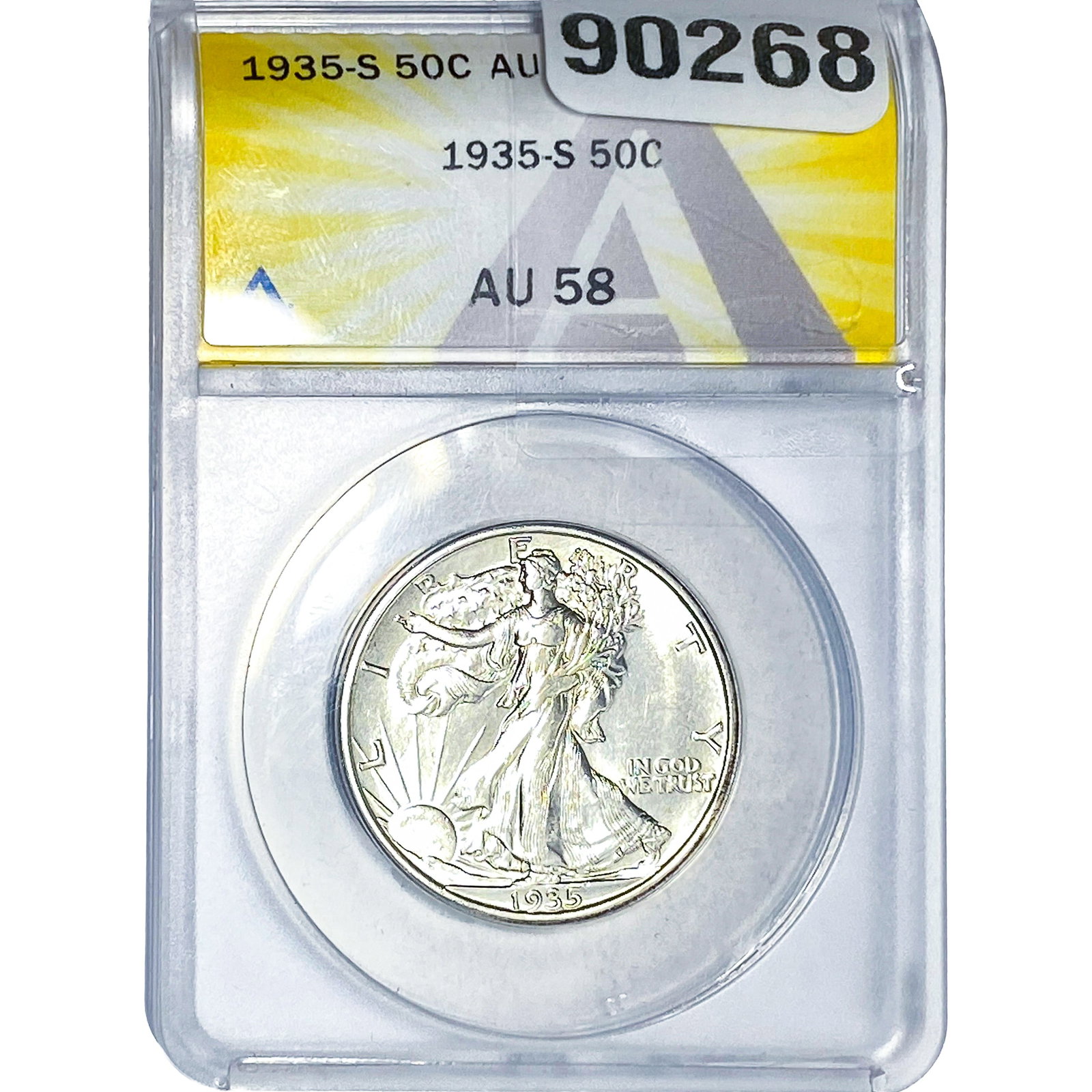 1935-S Walking Liberty Half Dollar ANACS AU58: 1935-S Walking Liberty Half Dollar ANACS AU58