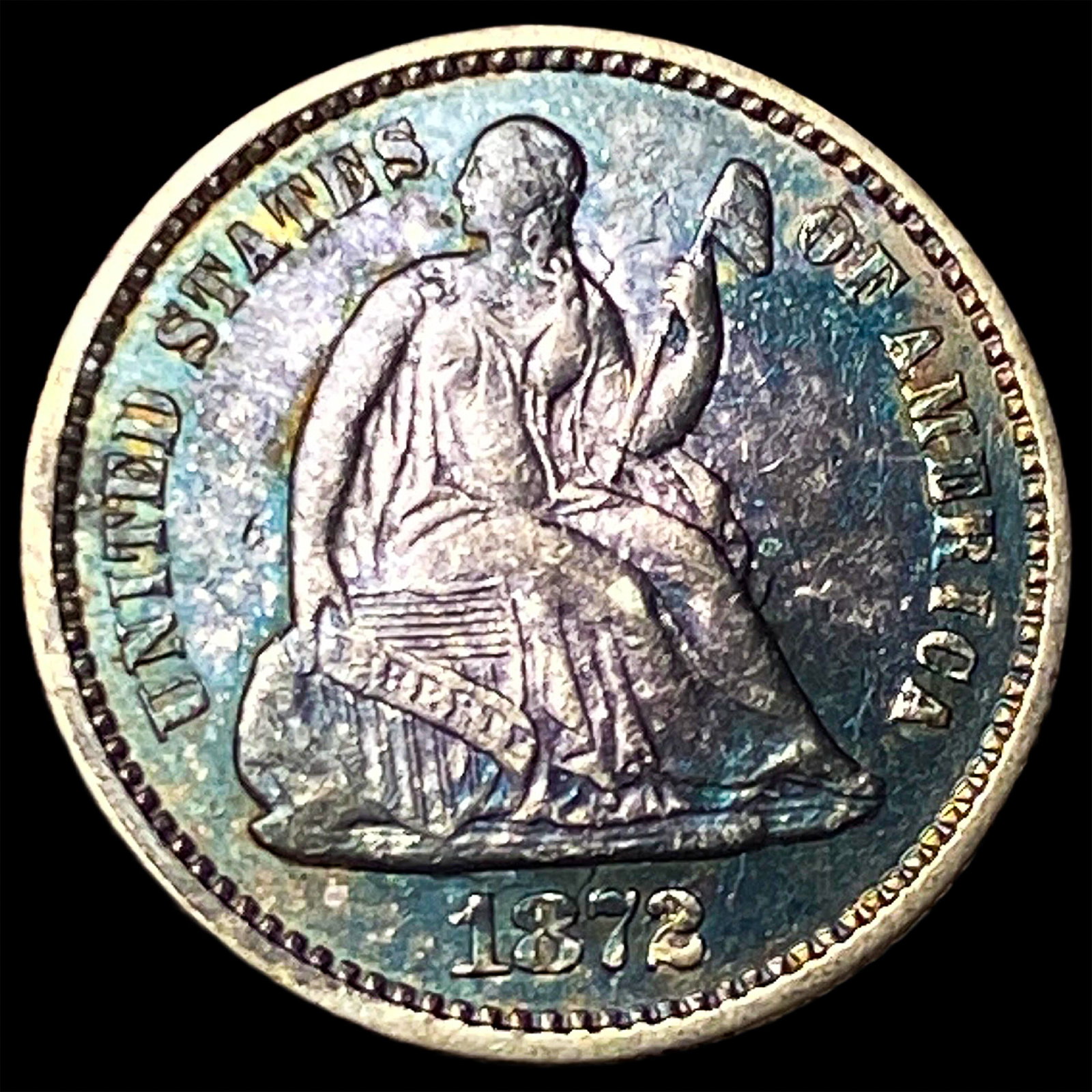 1872 Seated Liberty Silver Half Dime CHOICE AU: 1872 Seated Liberty Silver Half Dime CHOICE AU