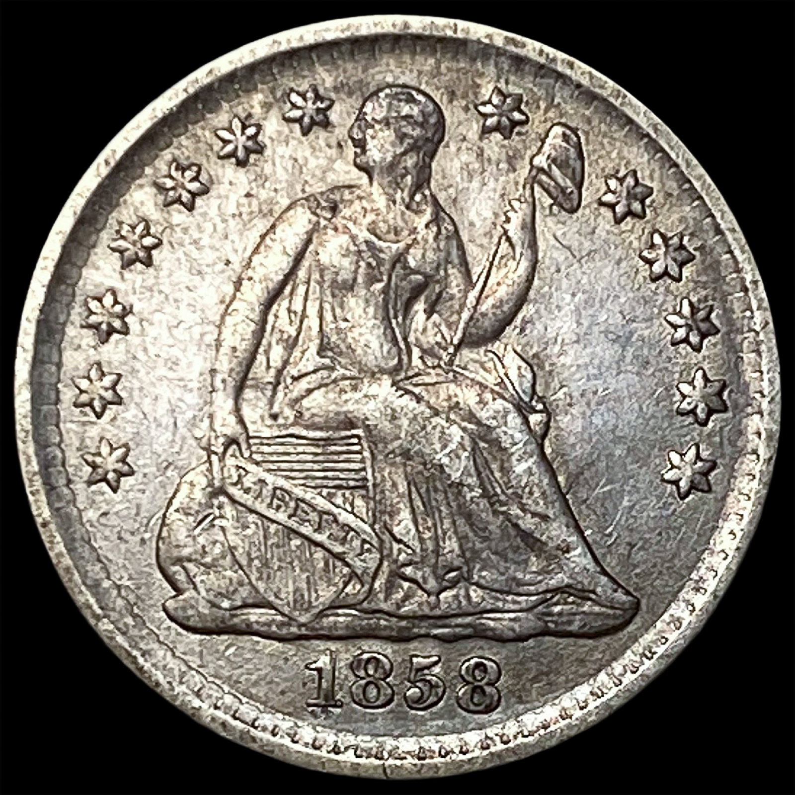 1858 Silver Half Dime CLOSELY UNCIRCULATED: 1858 Silver Half Dime CLOSELY UNCIRCULATED