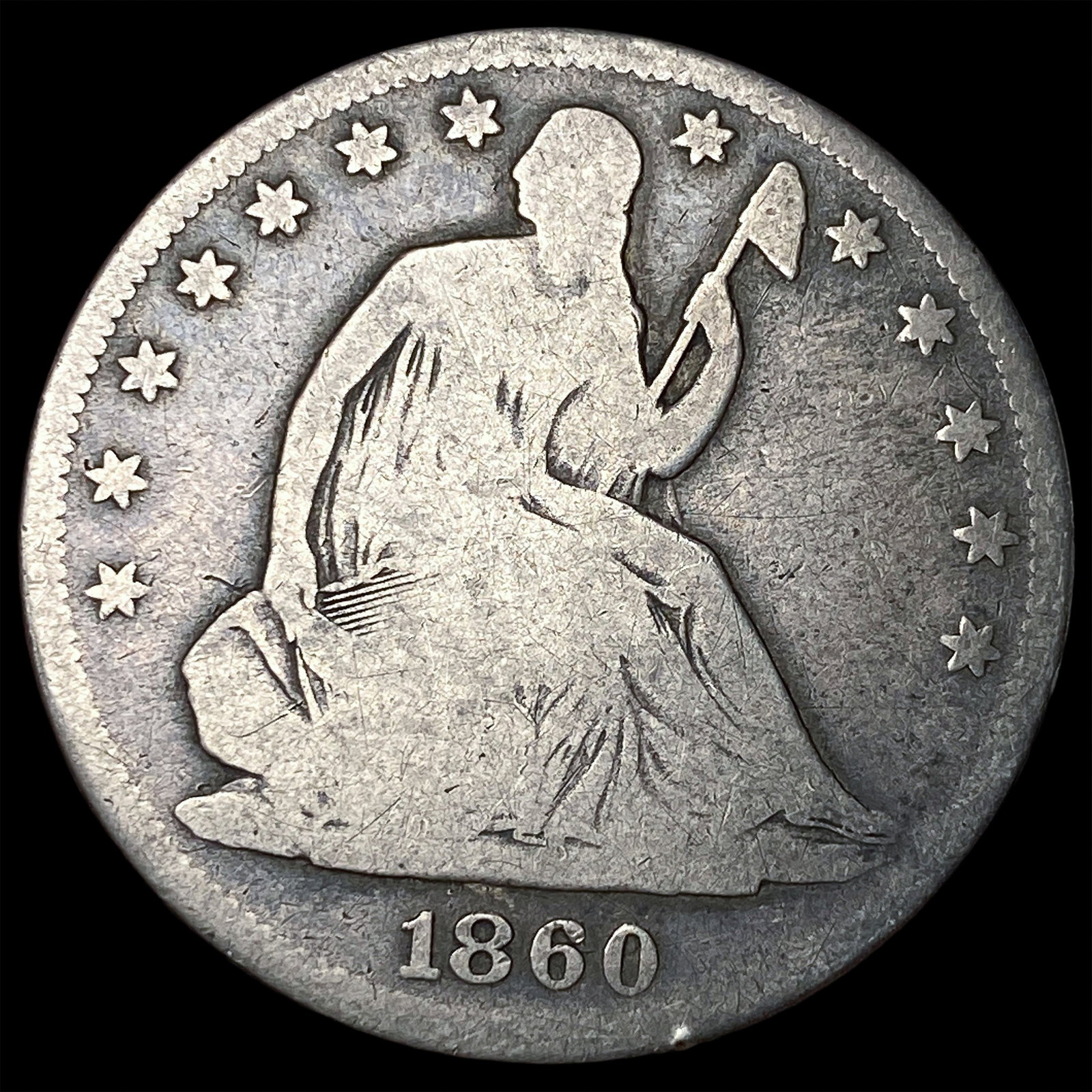 1860-S Silver Half Dollar NICELY CIRCULATED: 1860-S Silver Half Dollar NICELY CIRCULATED