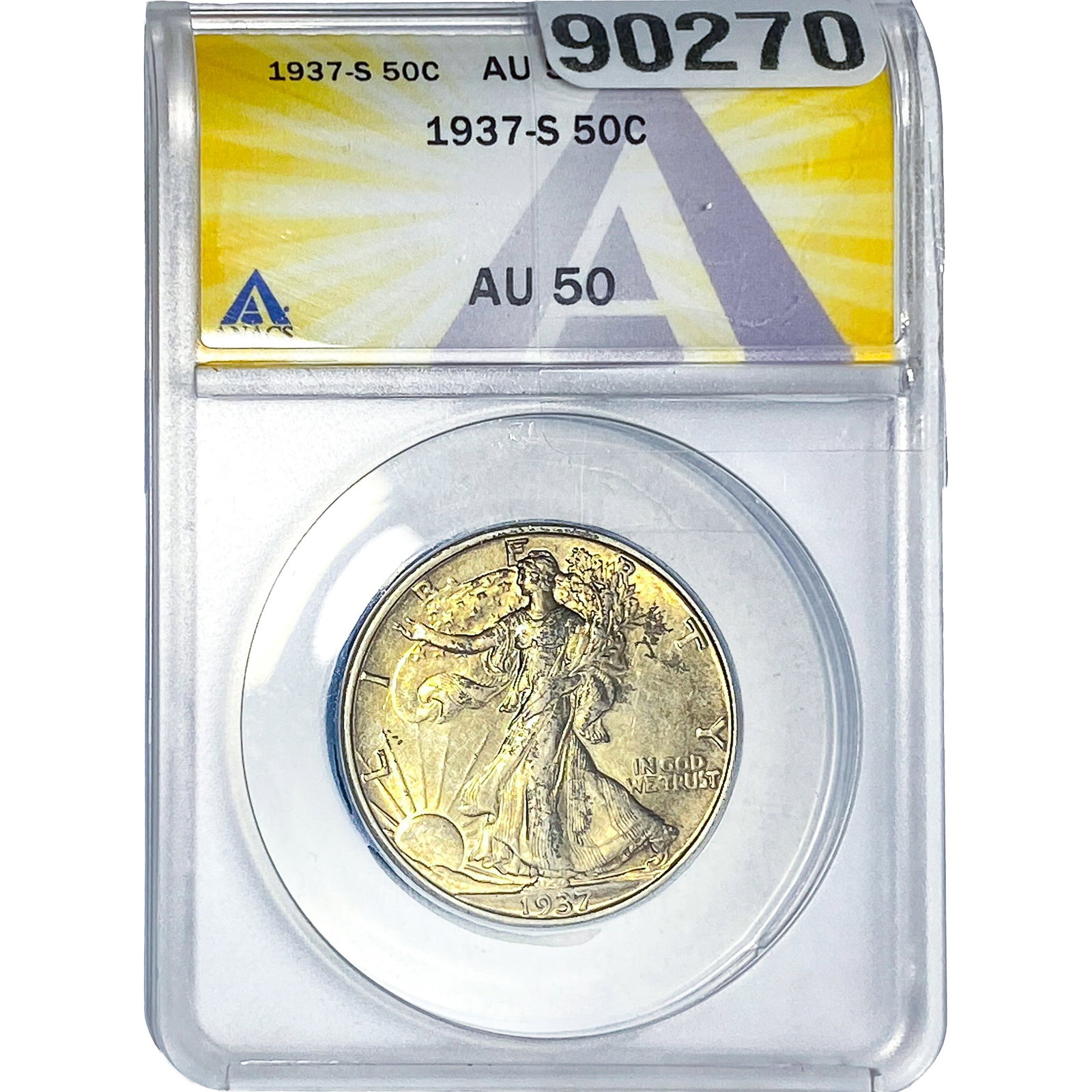1937-S Walking Liberty Half Dollar ANACS AU50 (1 of 2)