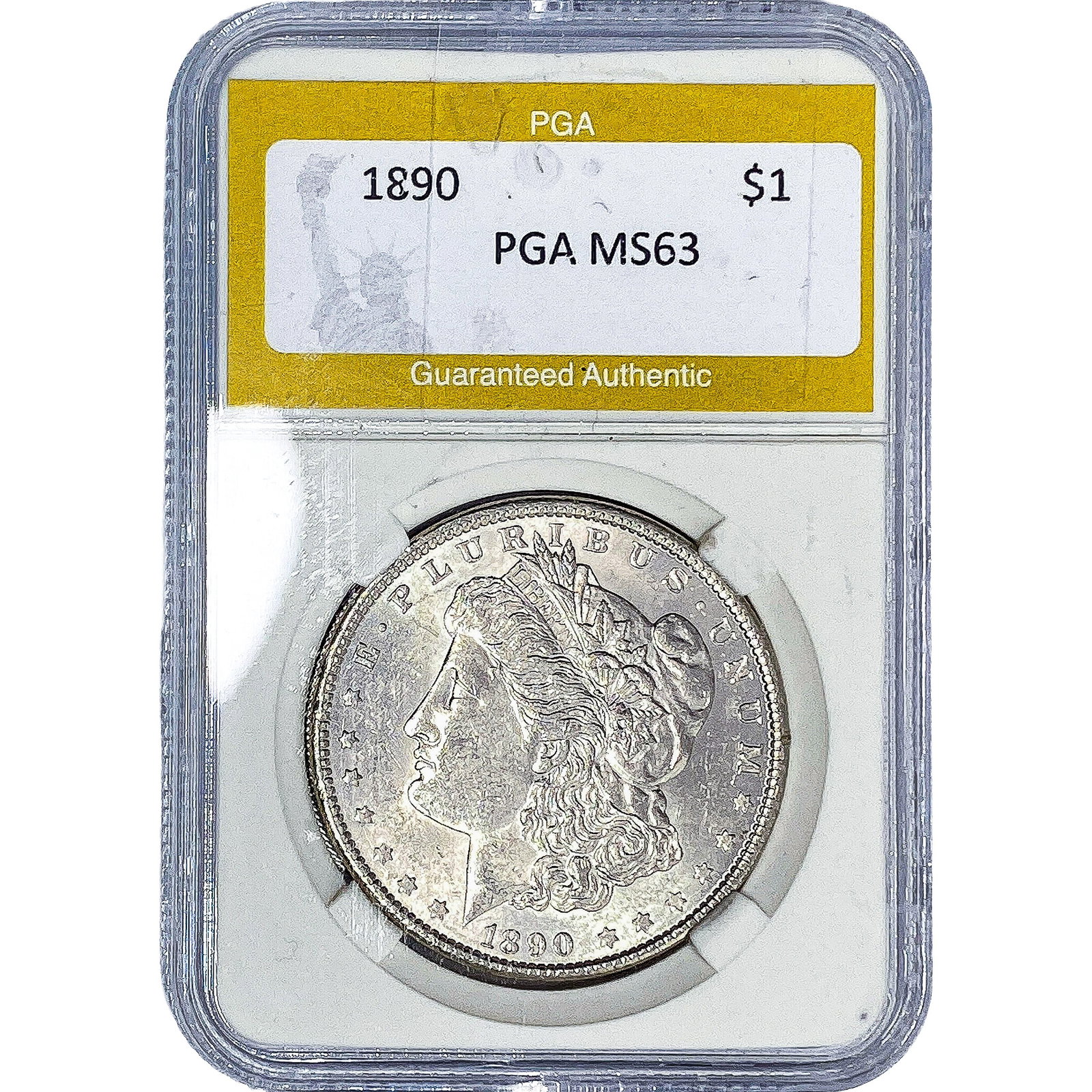 1890 Morgan Silver Dollar PGA MS63: 1890 Morgan Silver Dollar PGA MS63