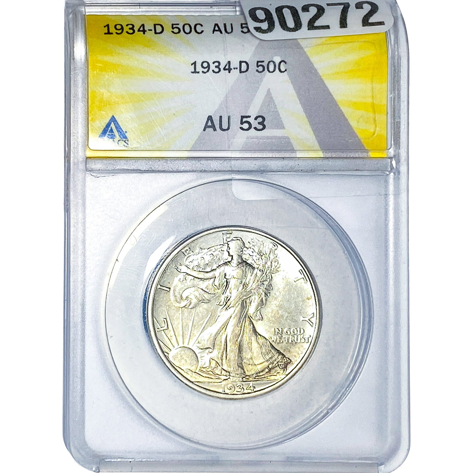 1934-D Walking Liberty Half Dollar ANACS AU53: 1934-D Walking Liberty Half Dollar ANACS AU53