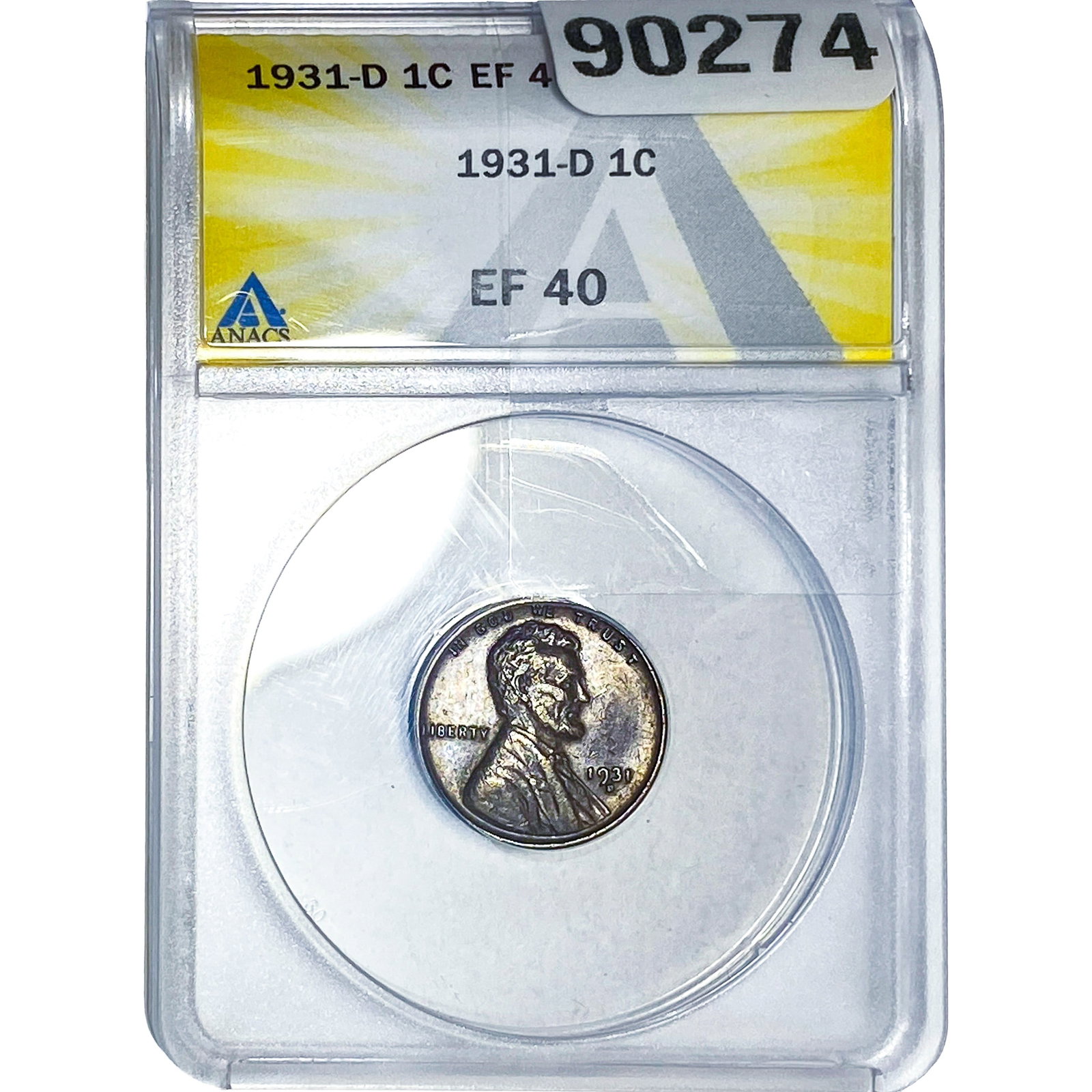 1931-D Wheat Cent ANACS EF40: 1931-D Wheat Cent ANACS EF40