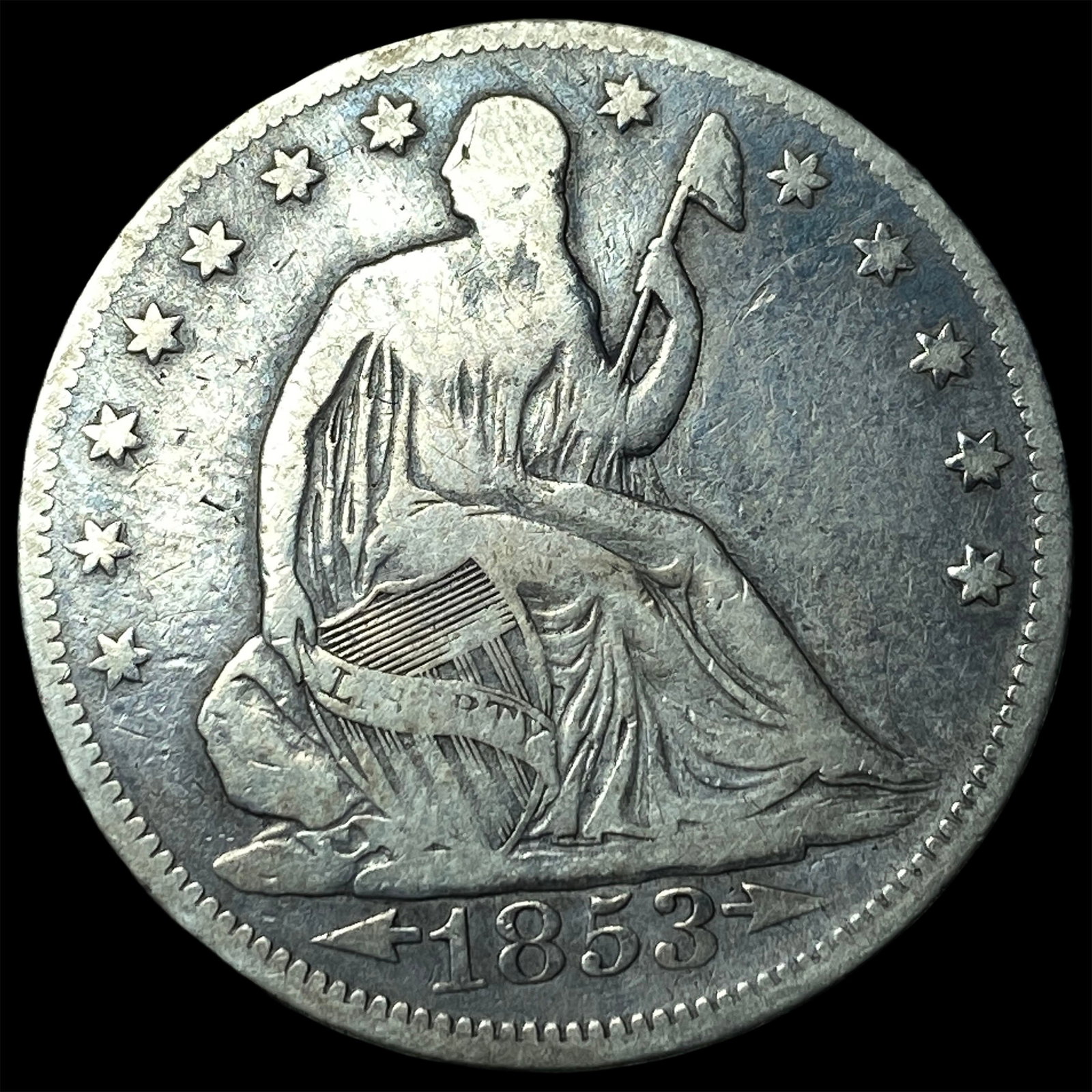 1853 Arrows Seated Liberty Half Dollar NICELY CIRCULATED: 1853 Arrows Seated Liberty Half Dollar NICELY CIRCULATED