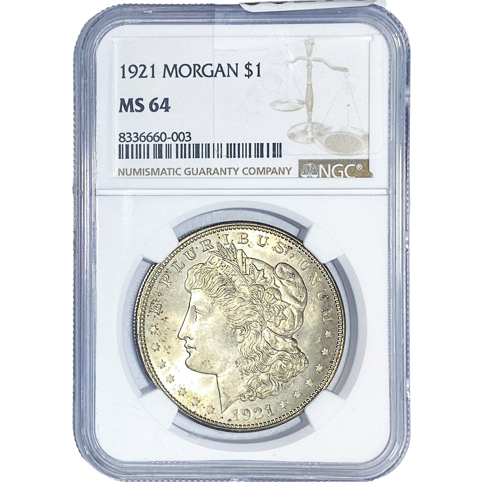 1921 Morgan Silver Dollar NGC MS64: 1921 Morgan Silver Dollar NGC MS64