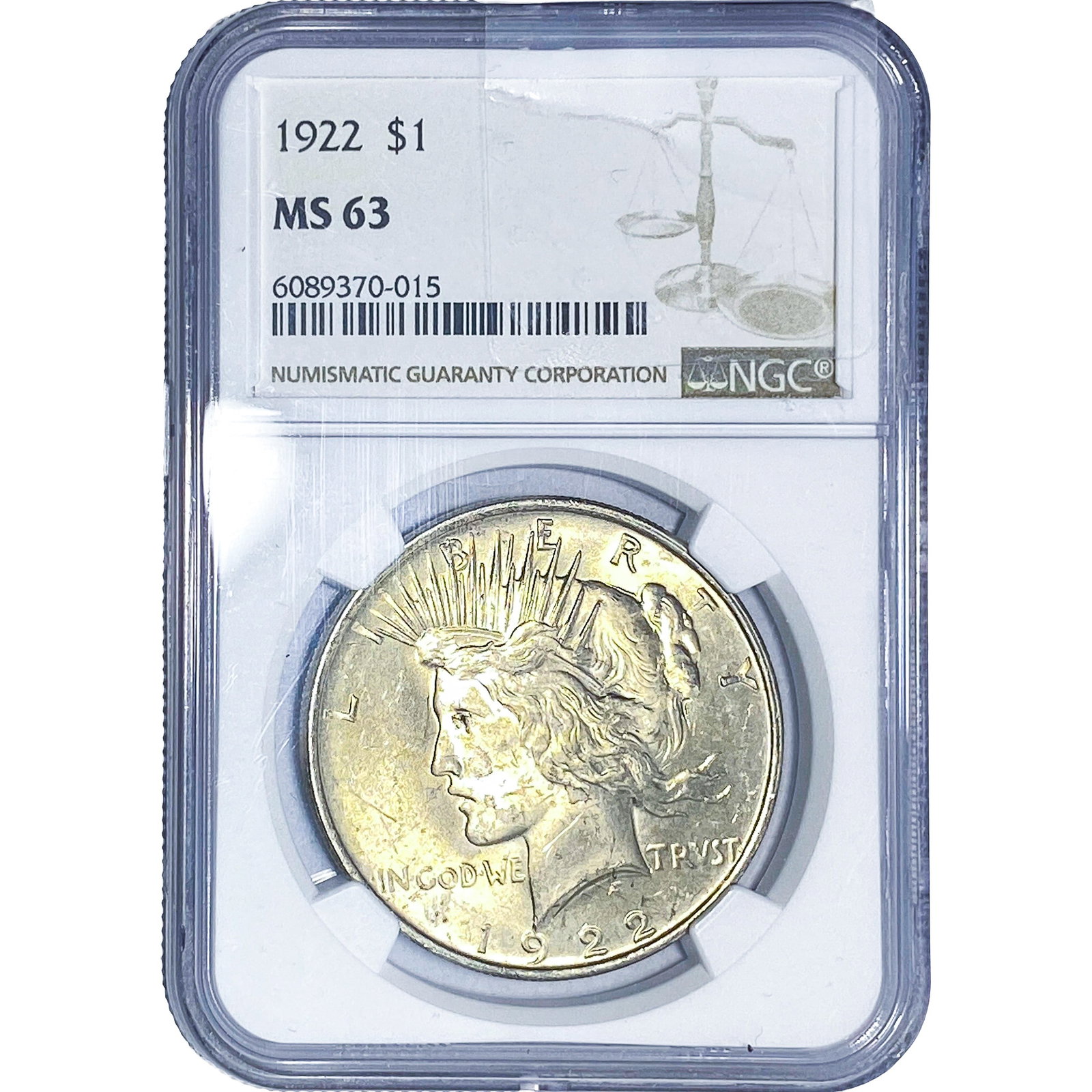 1922 Silver Peace Dollar NGC MS63: 1922 Silver Peace Dollar NGC MS63