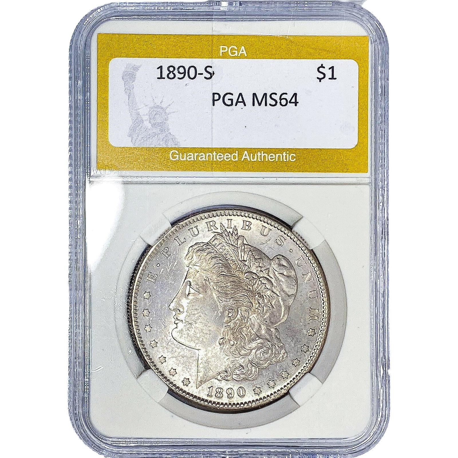 1890-S Morgan Silver Dollar PGA MS64: 1890-S Morgan Silver Dollar PGA MS64