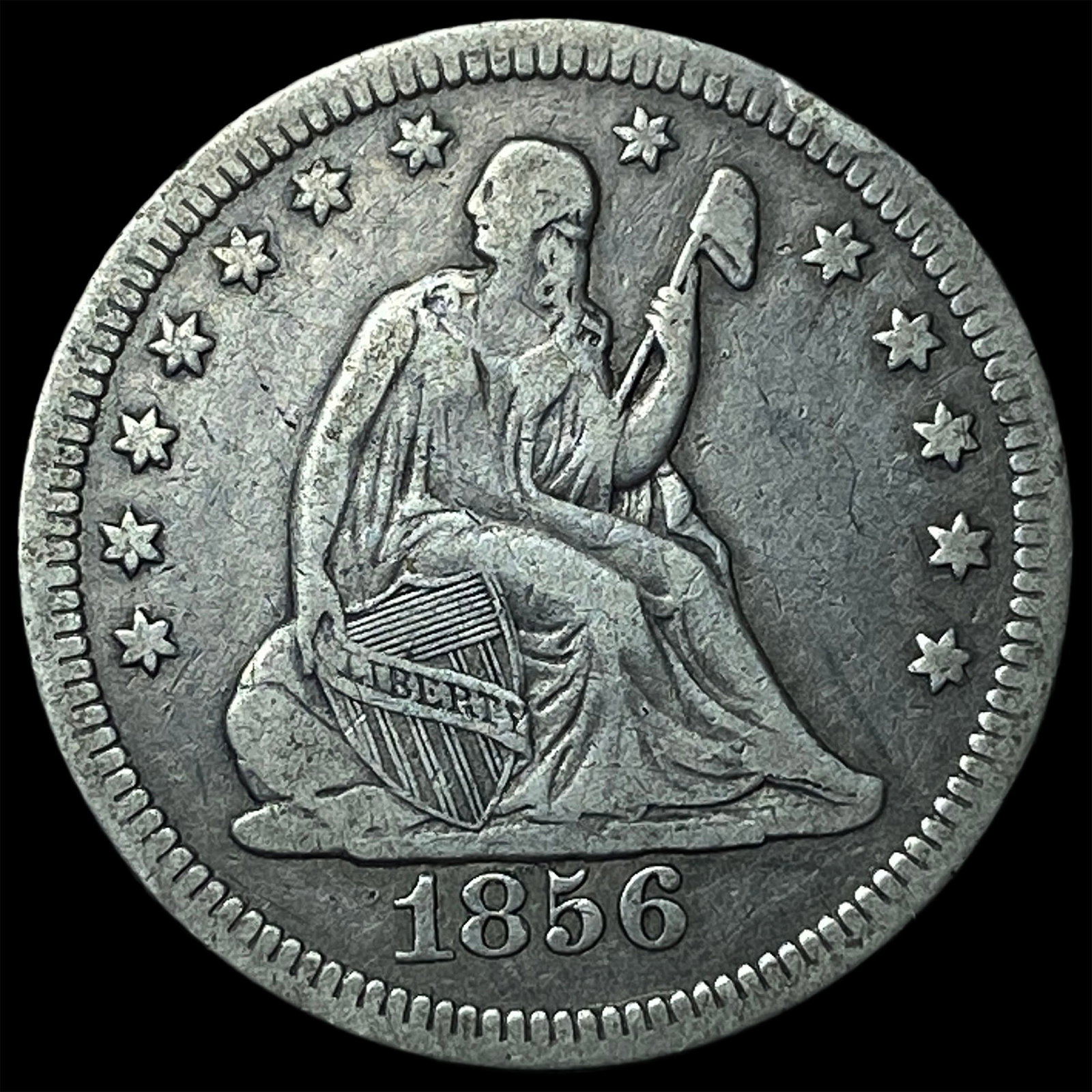 1856 Seated Liberty Quarter NEARLY UNCIRCULATED (1 of 2)