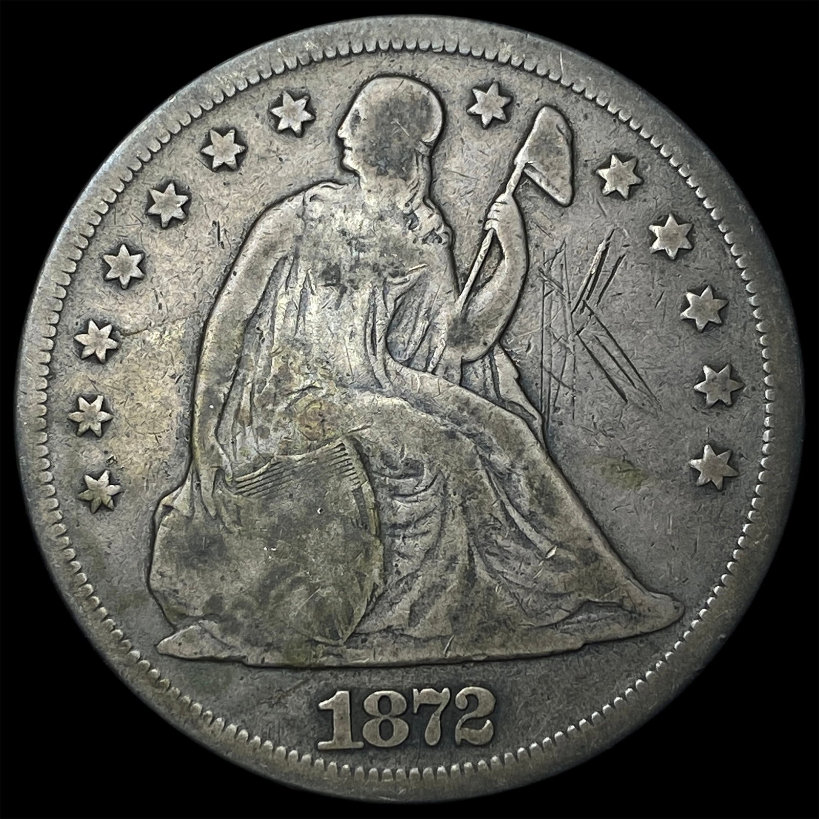 1872 Silver Seated Liberty Dollar HIGH GRADE: 1872 Silver Seated Liberty Dollar HIGH GRADE