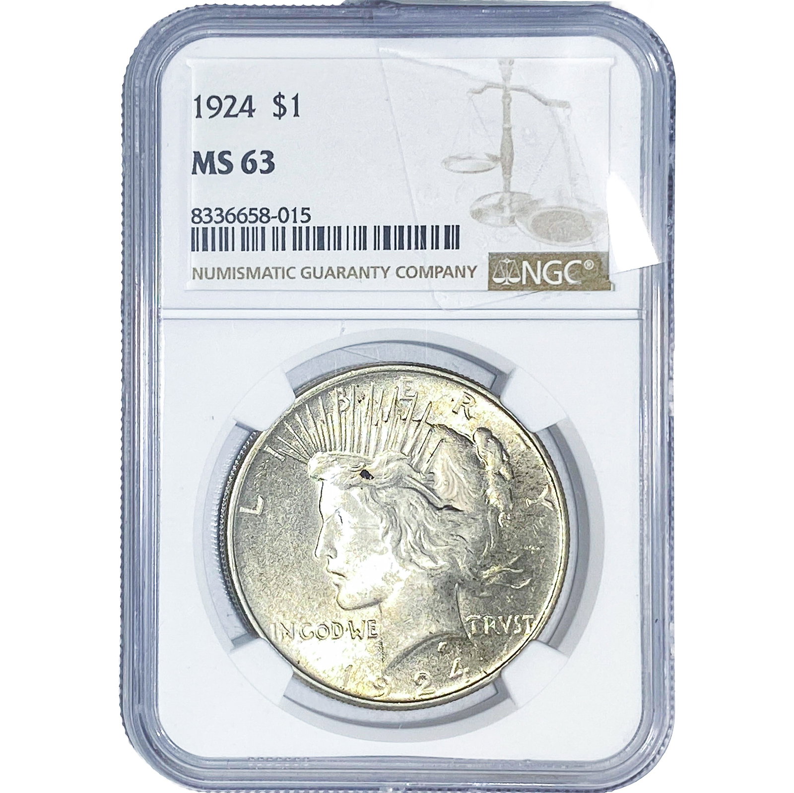 1924 Silver Peace Dollar NGC MS63 (1 of 2)