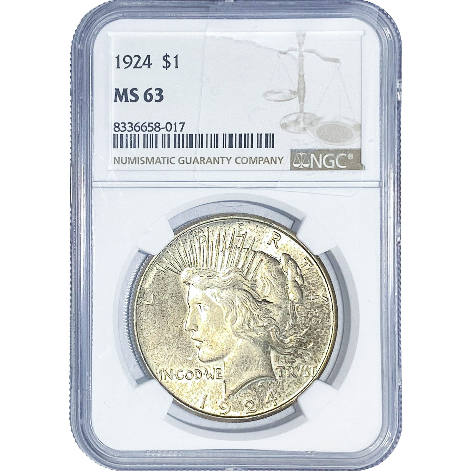 1924 Silver Peace Dollar NGC MS63: 1924 Silver Peace Dollar NGC MS63