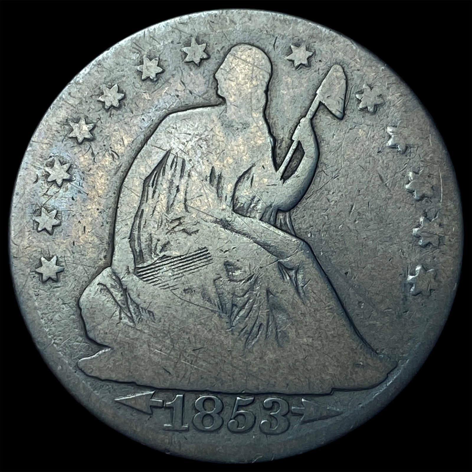 1853-O Silver Seated Liberty Half Dollar NICELY CIRCULATED: 1853-O Silver Seated Liberty Half Dollar NICELY CIRCULATED