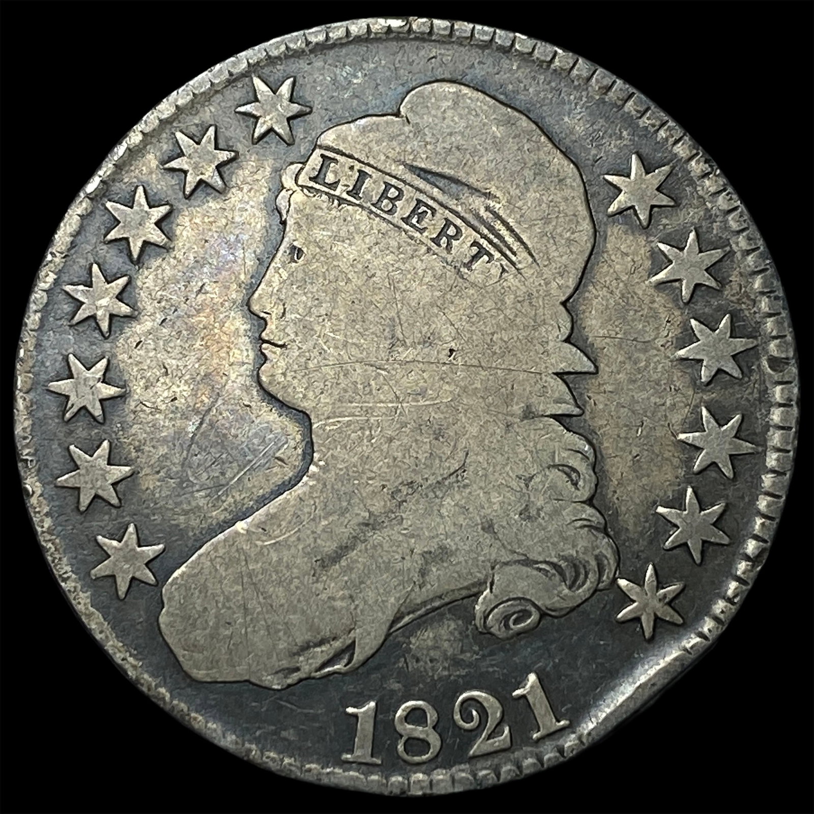 1821 Capped Bust Half Dollar NICELY CIRCULATED: 1821 Capped Bust Half Dollar NICELY CIRCULATED