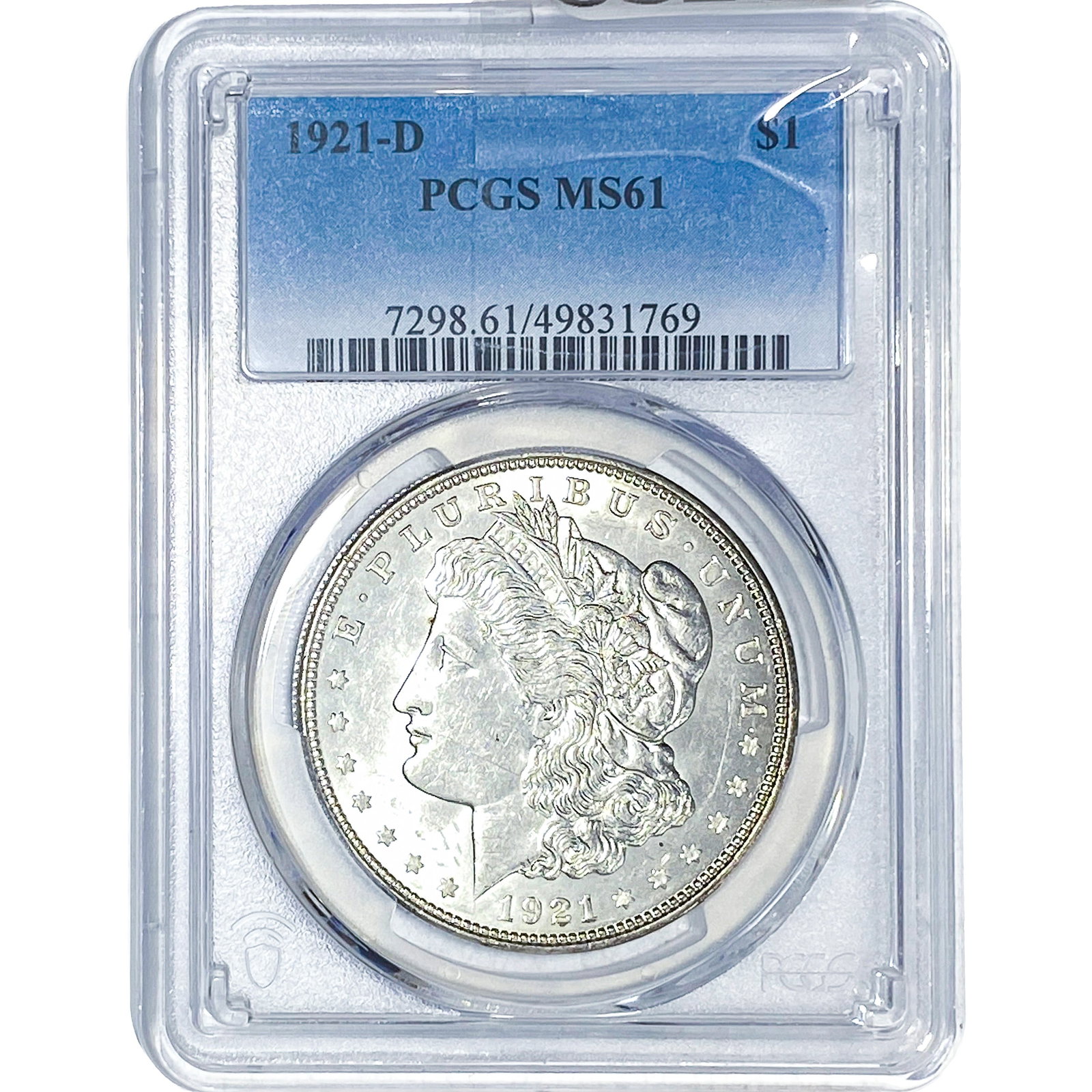 1921-D Morgan Silver Dollar PCGS MS61: 1921-D Morgan Silver Dollar PCGS MS61