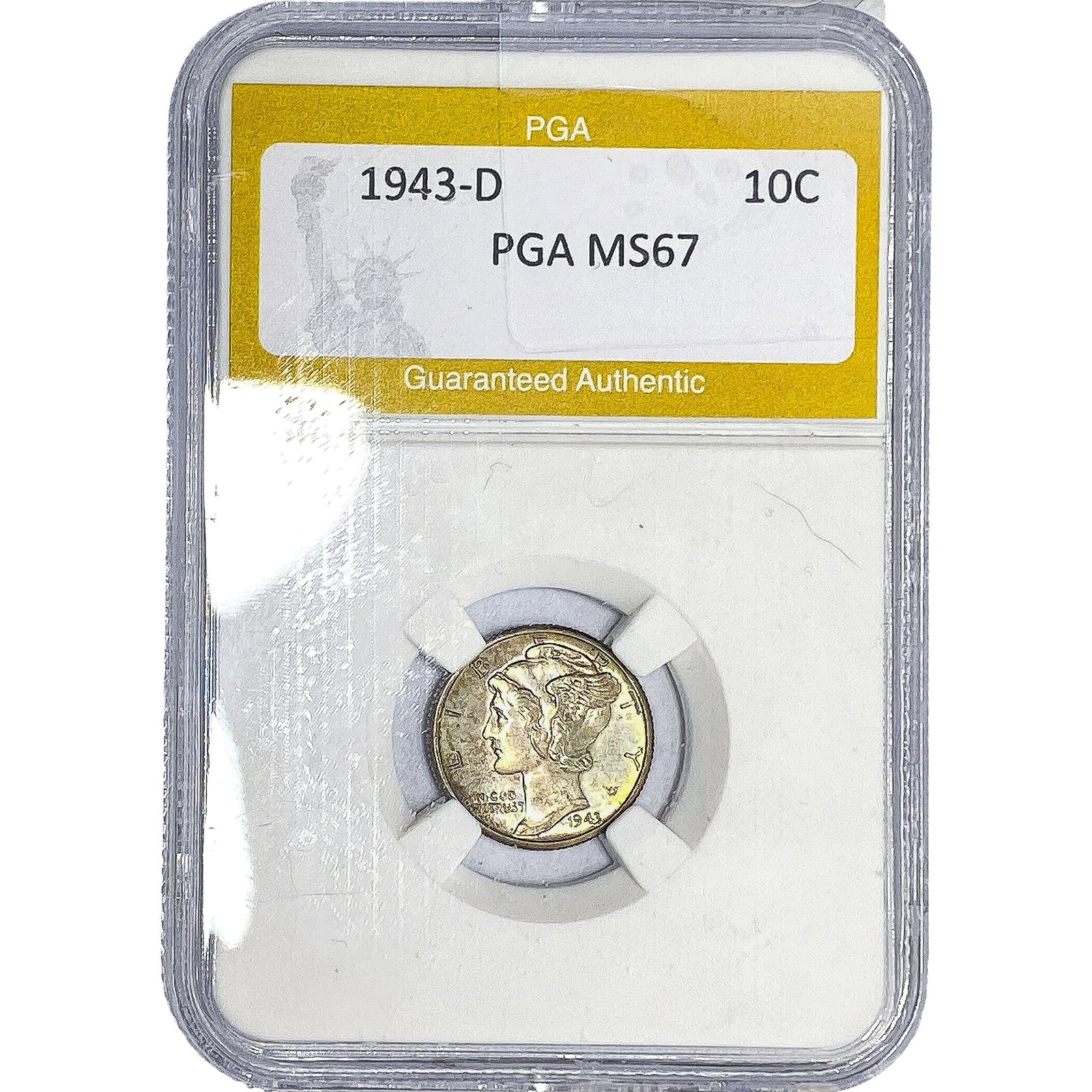 1943-D Mercury Silver Dime PGA MS67: 1943-D Mercury Silver Dime PGA MS67