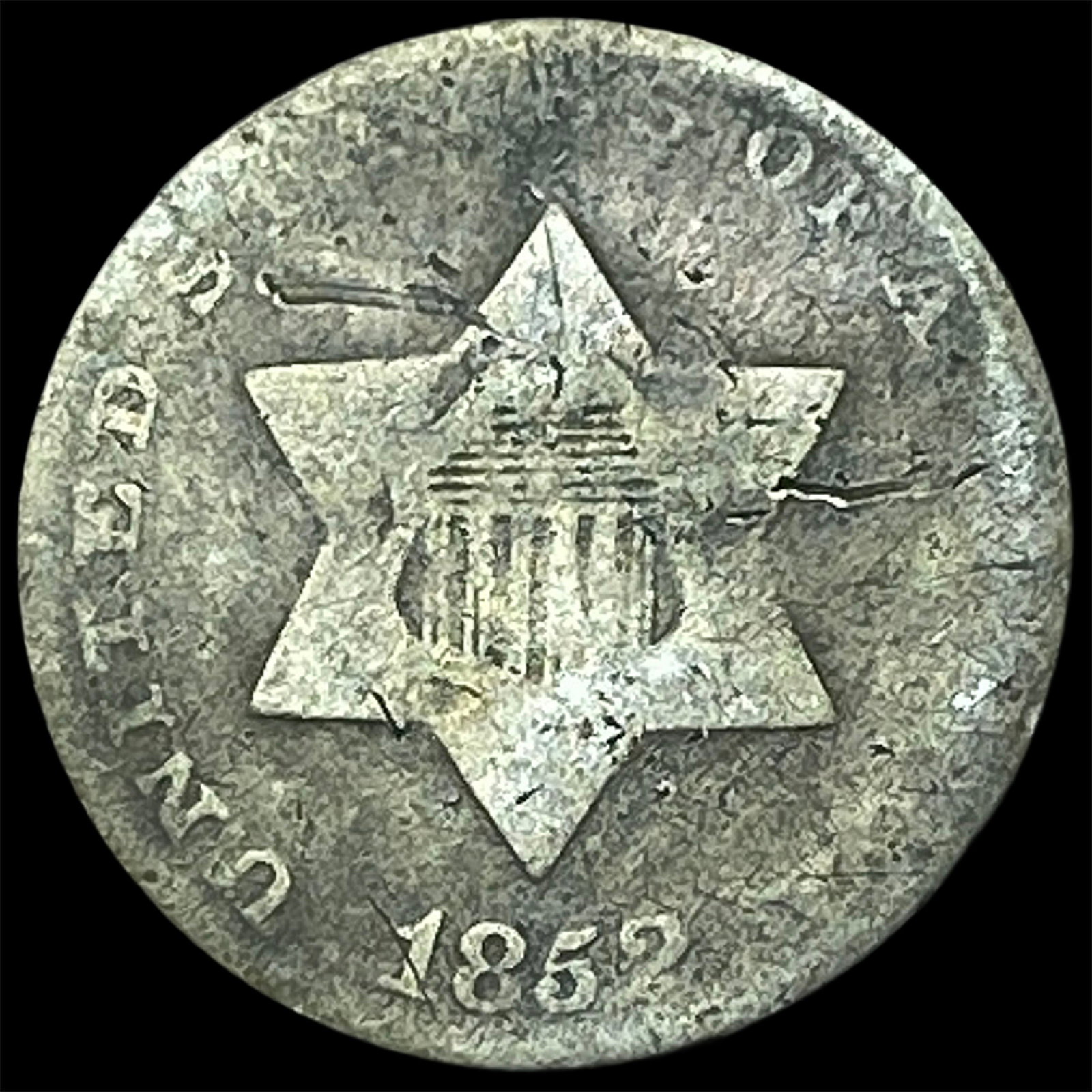 1852 Silver Three-Cent Piece NICELY CIRCULATED (1 of 2)