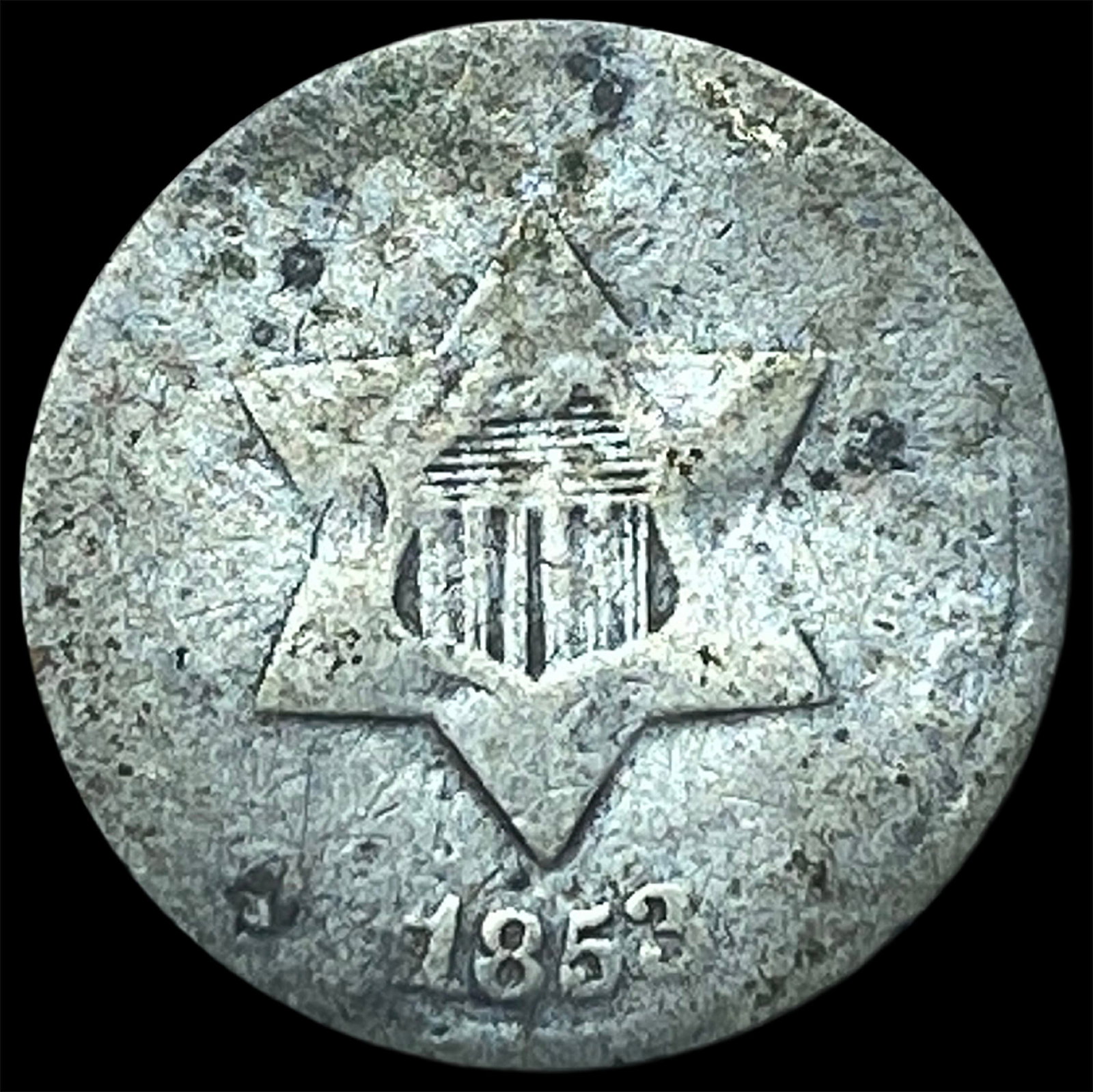 1853 Silver Three-Cent Piece NICELY CIRCULATED: 1853 Silver Three-Cent Piece NICELY CIRCULATED