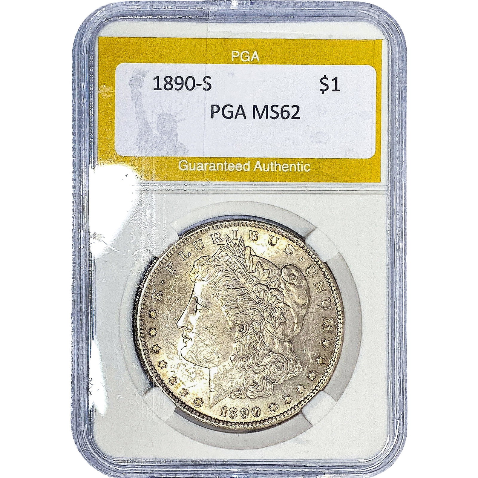 1890-S Morgan Silver Dollar PGA MS62: 1890-S Morgan Silver Dollar PGA MS62